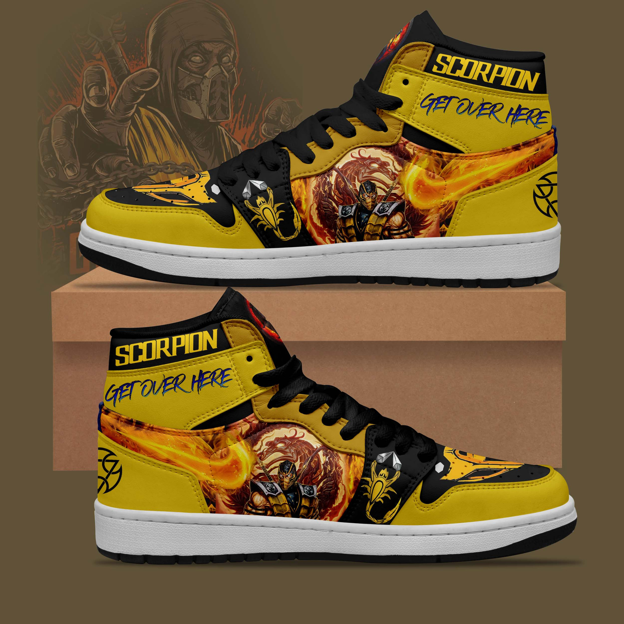 JWFancy Scorpion Get Over Here AJ1 High Sneakers Shoes For Men And Women