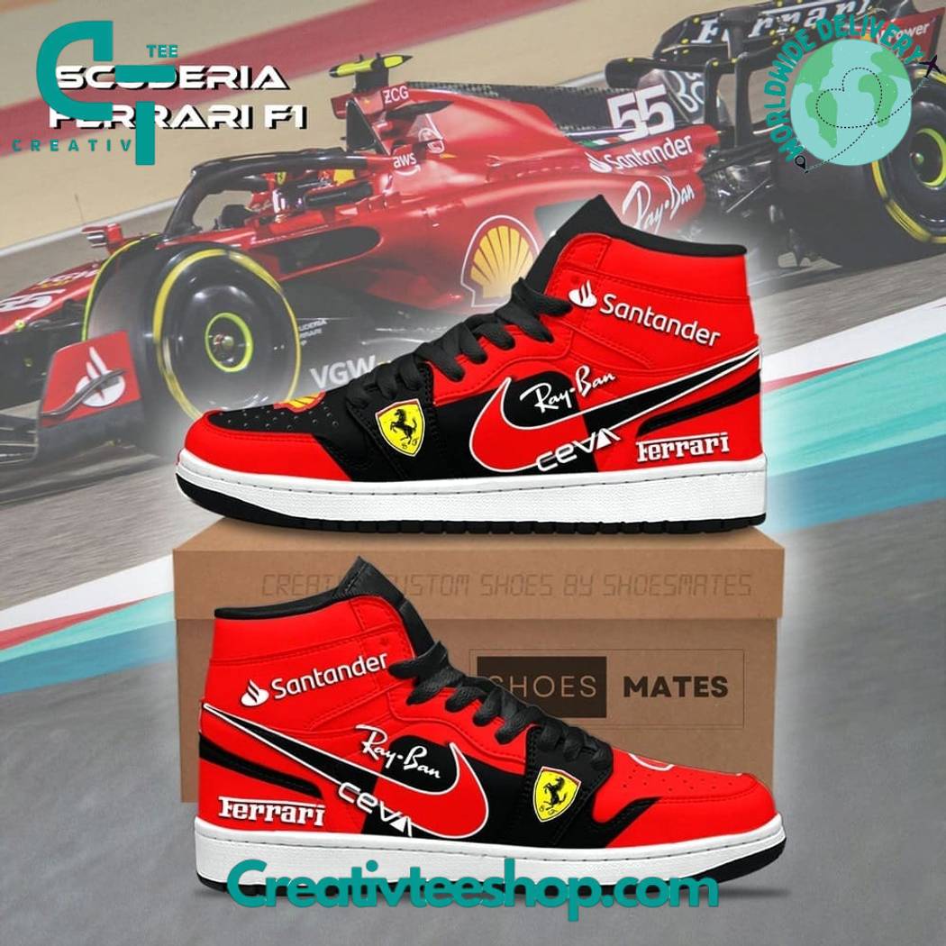 JWFancy Scuderia Ferrari AJ1 High Sneakers Shoes For Men And Women