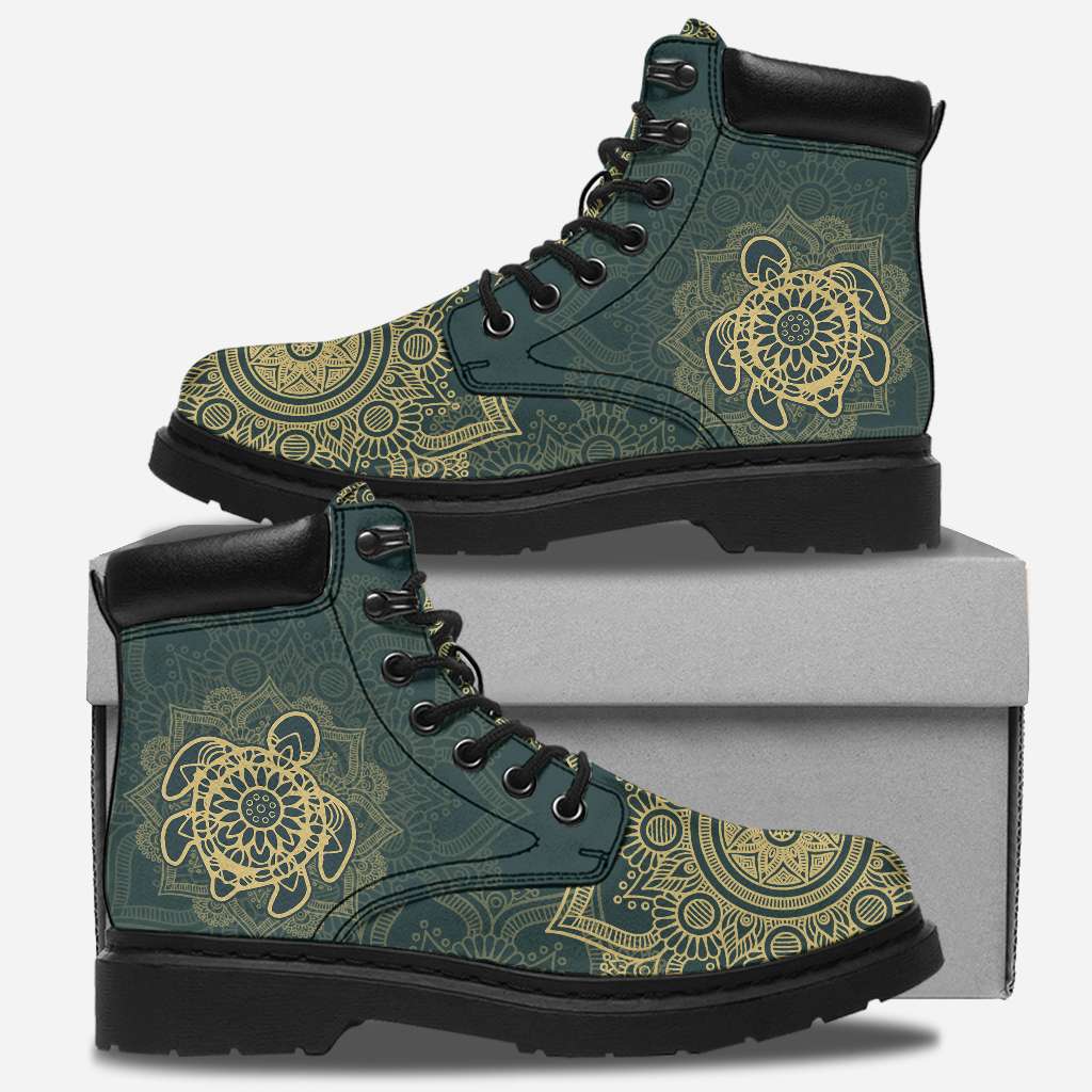 JWFancy Sea Turtle Mandala Turtle Boots Shoes For Men And Women