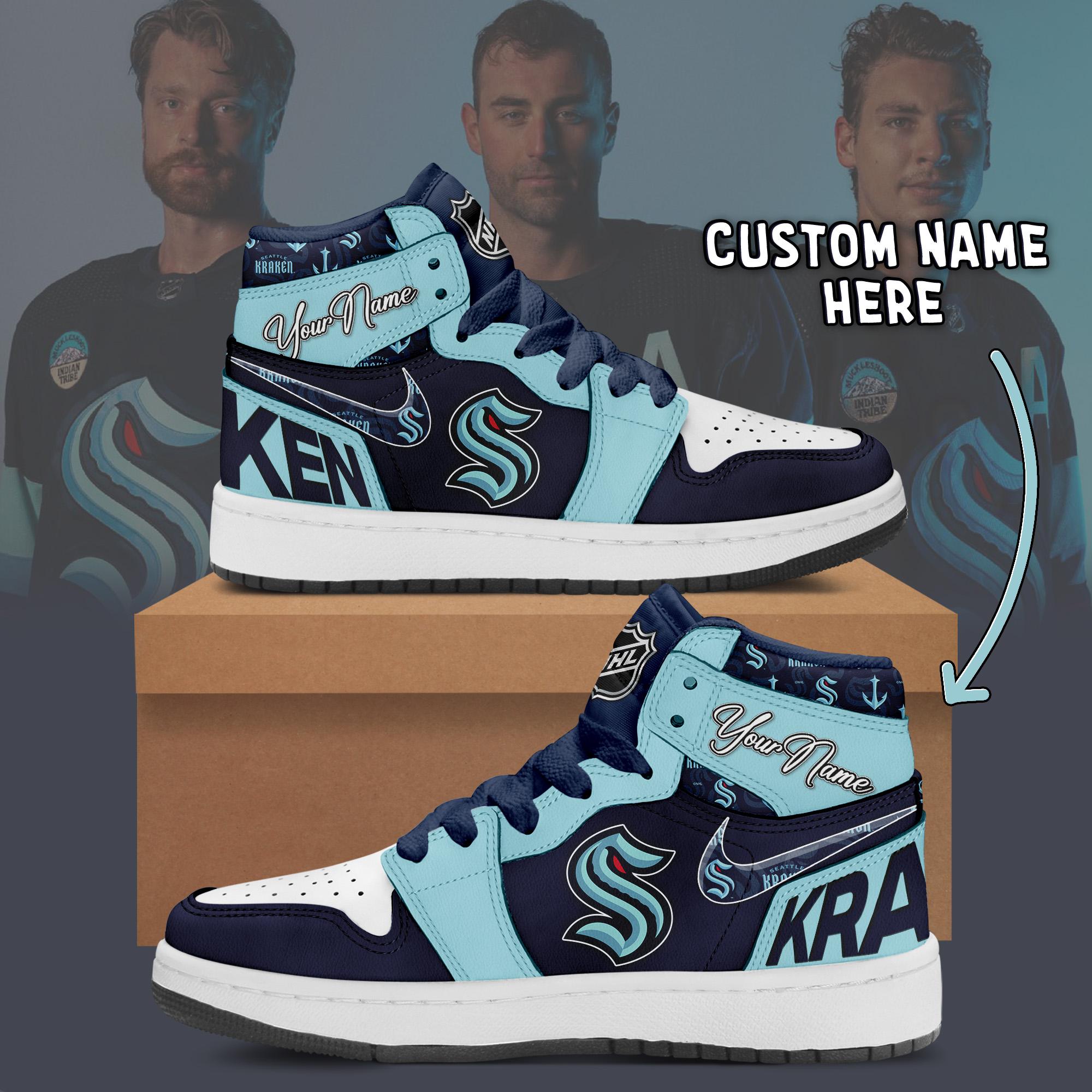 JWFancy Seattle Kraken AJ1 High Sneakers Shoes For Men And Women