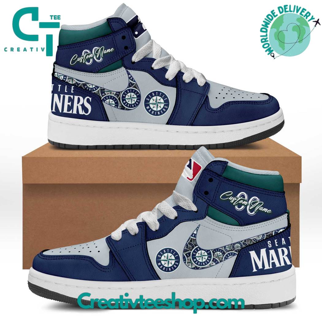 JWFancy Seattle Mariners AJ1 High Sneakers Shoes For Men And Women