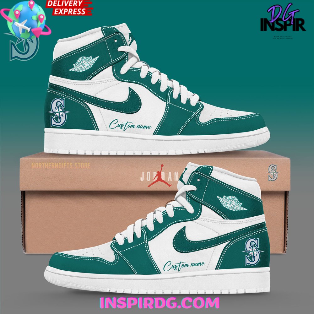 JWFancy Seattle Mariners AJ1 High Sneakers Shoes For Men And Women
