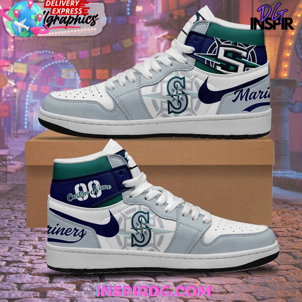 JWFancy Seattle Mariners AJ1 High Sneakers Shoes For Men And Women