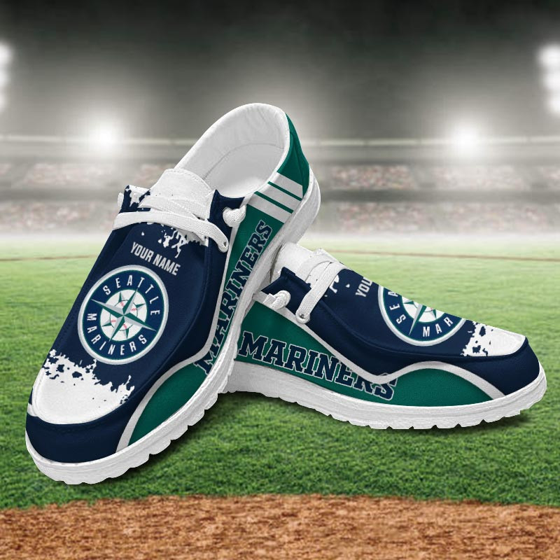 JWFancy Seattle Mariners Hey Dude Shoes Wally Men's Lace Up Loafers Comfortable For Men And Women