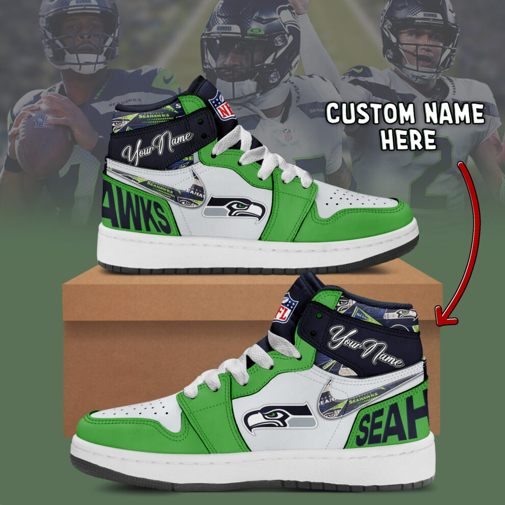 JWFancy Seattle Seahawks AJ1 High Sneakers Shoes For Men And Women