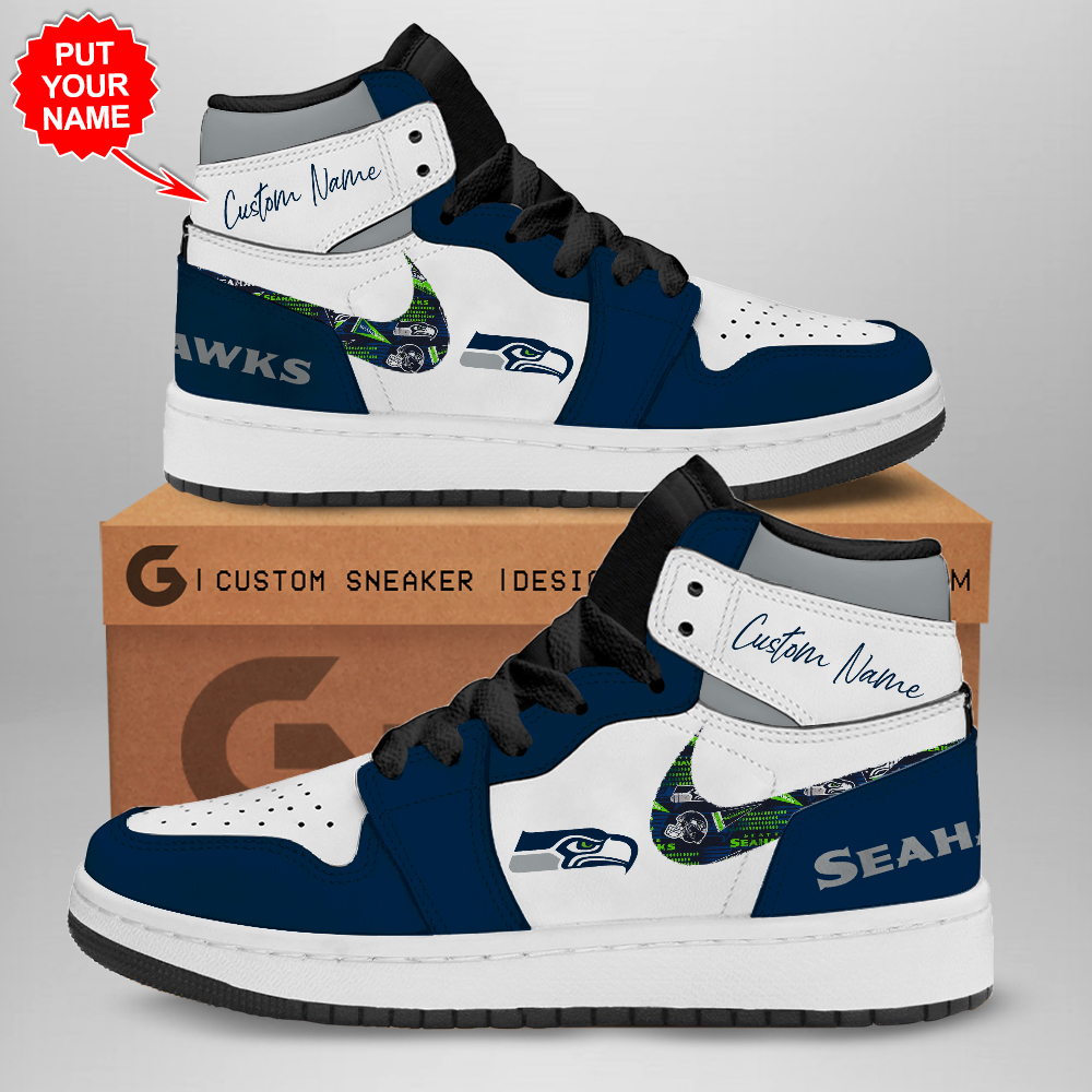 JWFancy Seattle Seahawks AJ1 High Sneakers Shoes For Men And Women