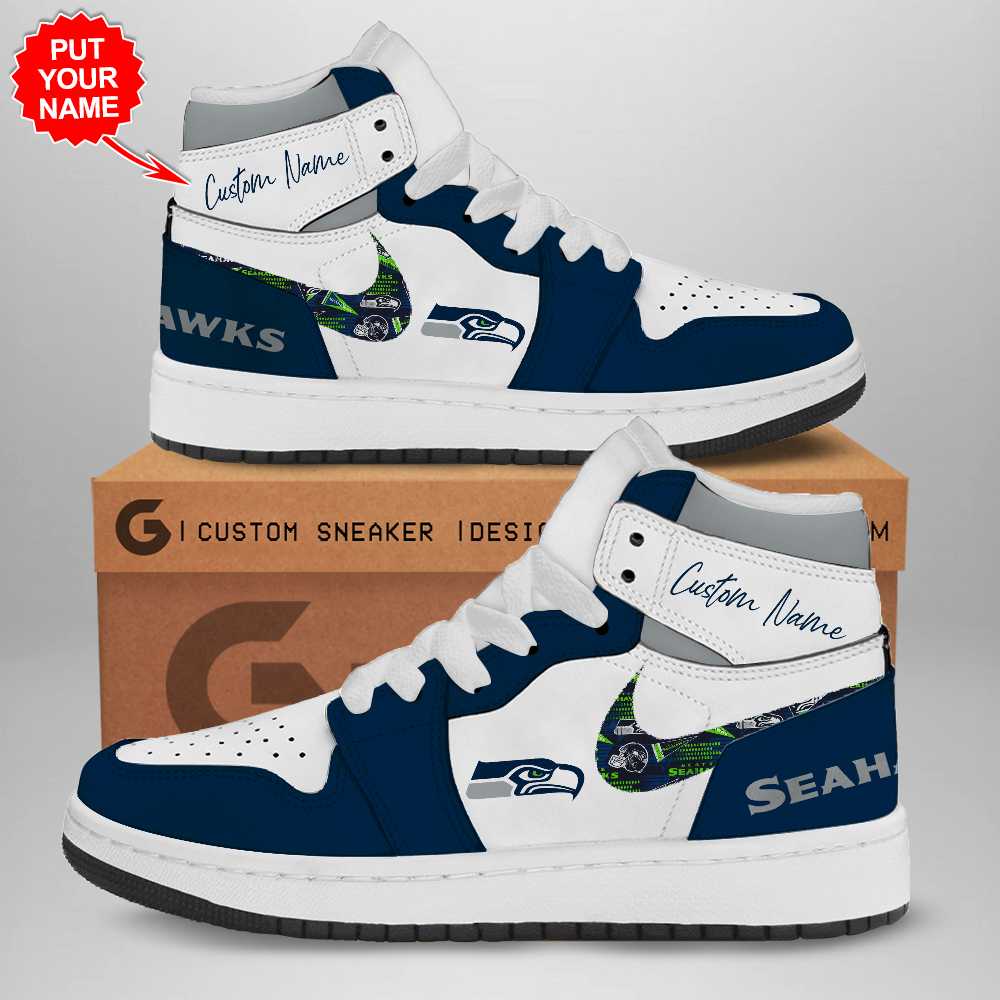 JWFancy Seattle Seahawks AJ1 High Sneakers Shoes For Men And Women