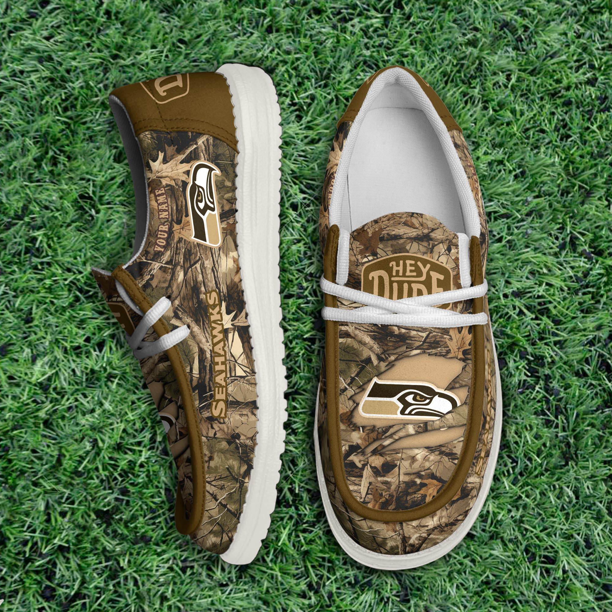JWFancy Seattle Seahawks Hey Dude Shoes Wally Men's Lace Up Loafers Comfortable For Men And Women