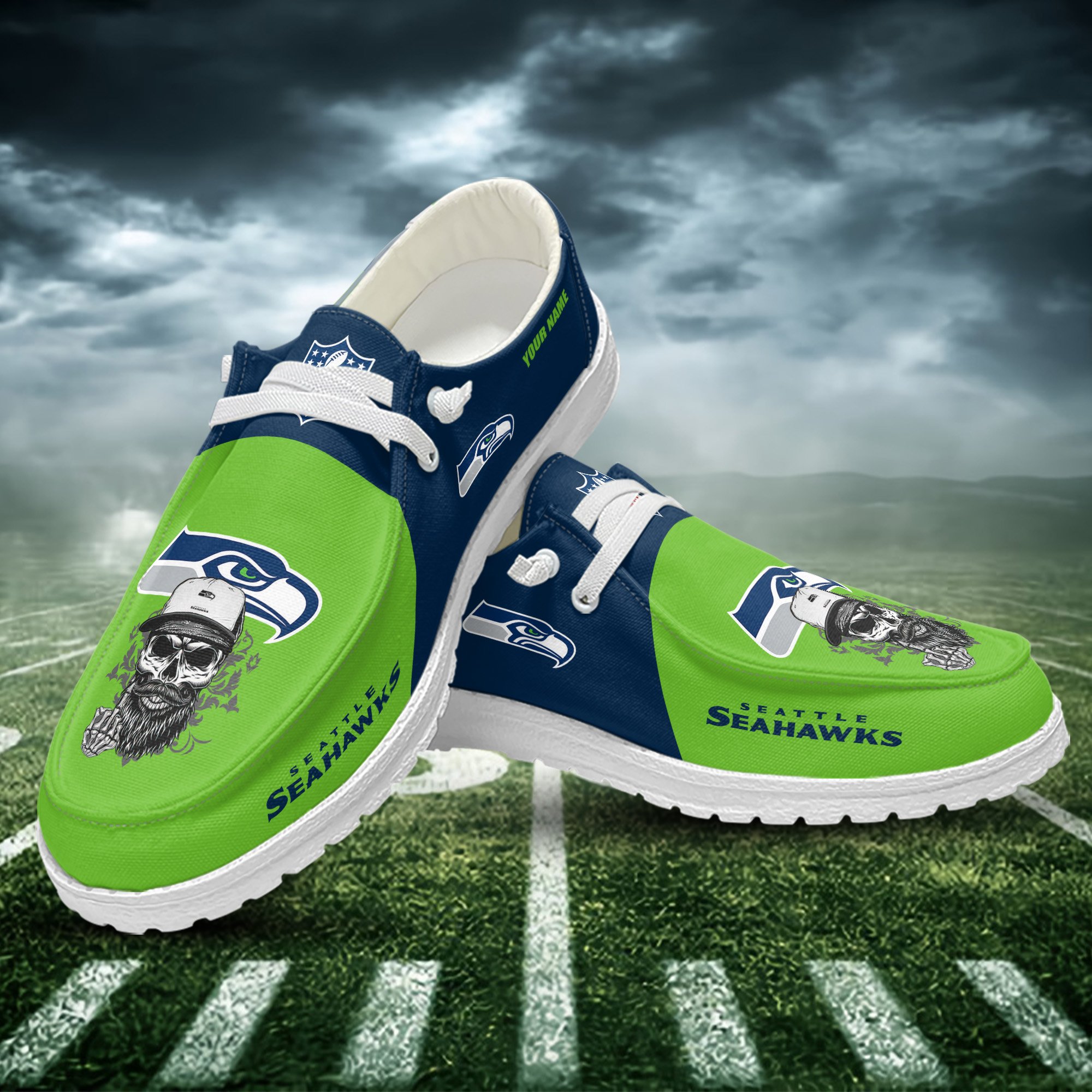 JWFancy Seattle Seahawks Hey Dude Shoes Wally Men's Lace Up Loafers Comfortable For Men And Women