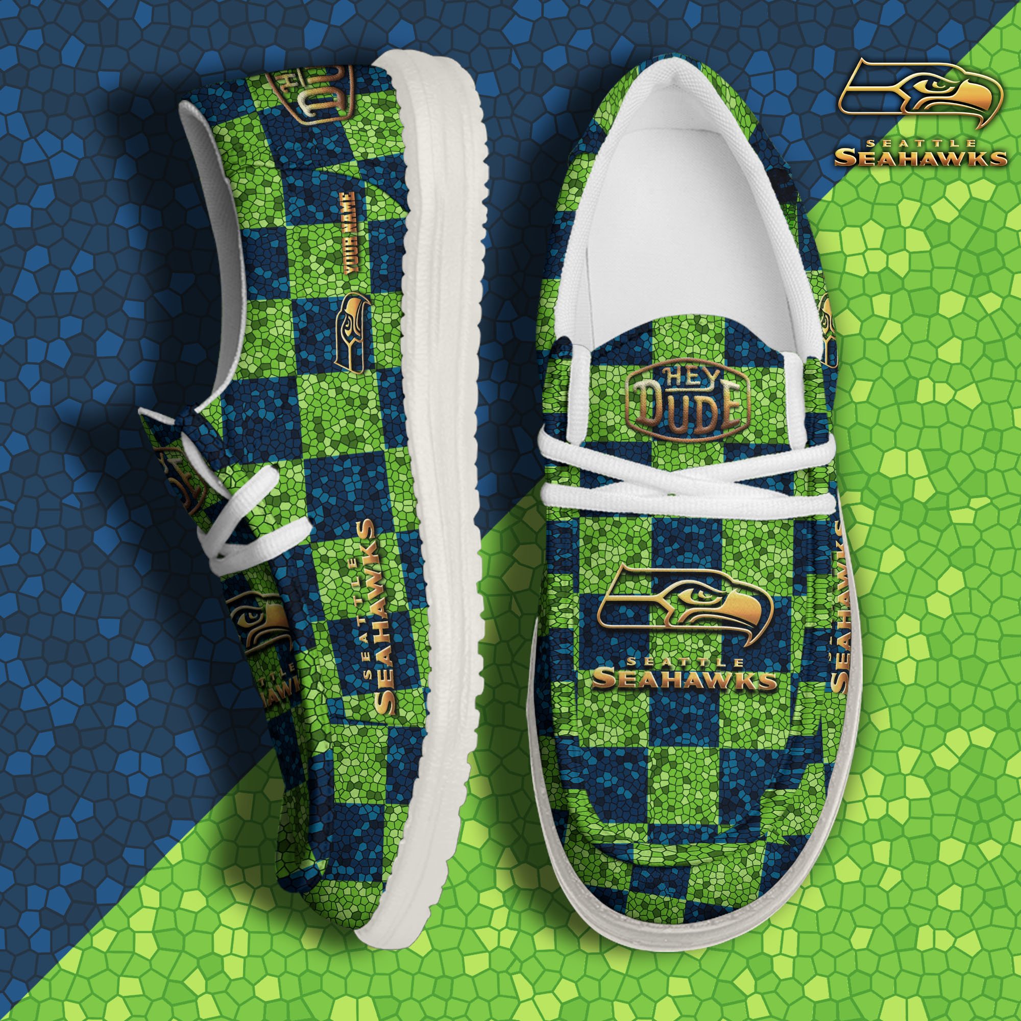 JWFancy Seattle Seahawks Hey Dude Shoes Wally Men's Lace Up Loafers Comfortable For Men And Women