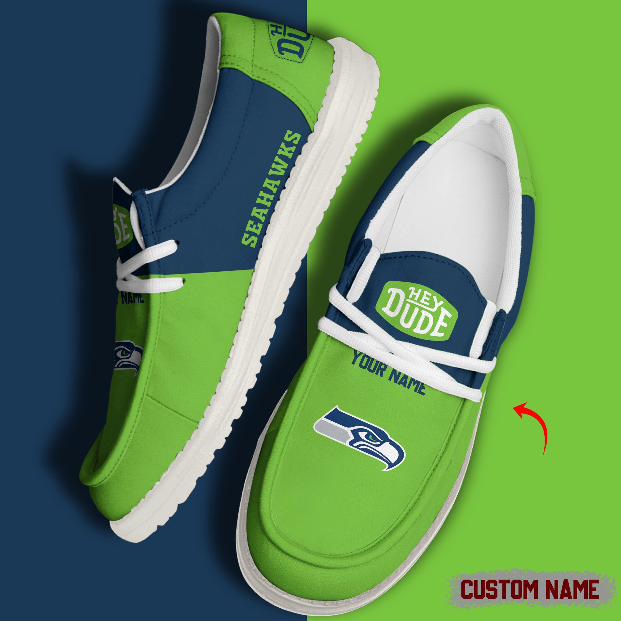 JWFancy Seattle Seahawks Hey Dude Shoes Wally Men's Lace Up Loafers Comfortable For Men And Women