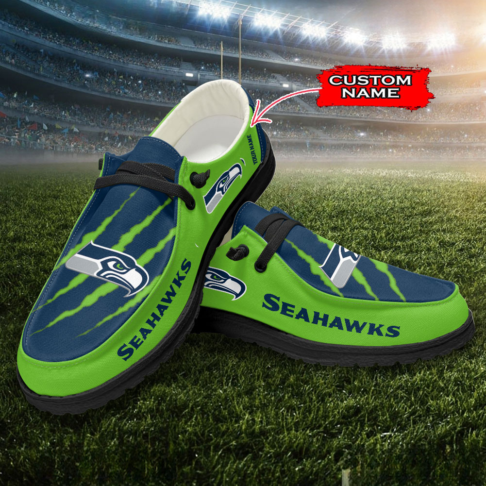 JWFancy Seattle seahawks Hey Dude Shoes Wally Men's Lace Up Loafers Comfortable For Men And Women