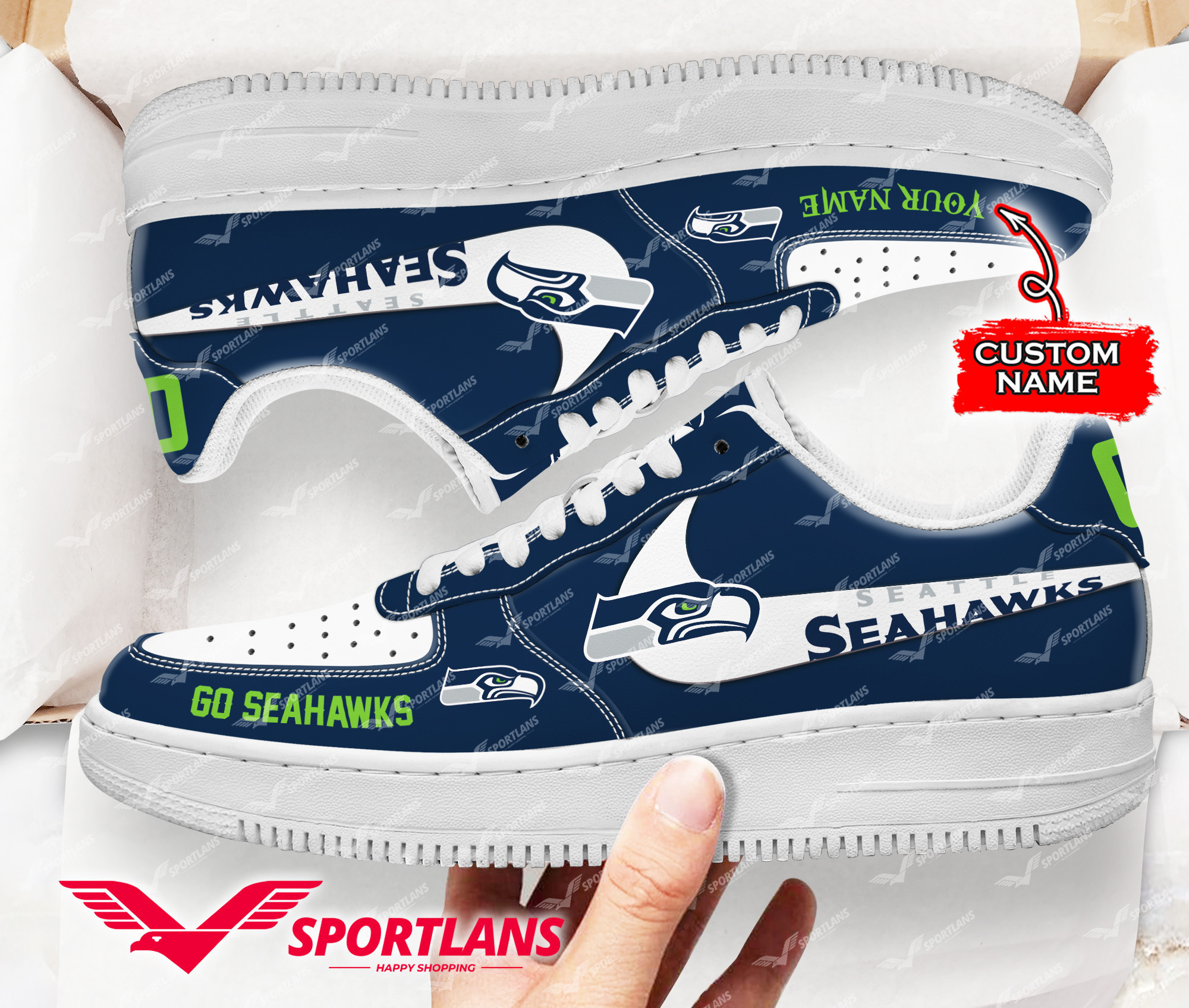 JWFancy Seattle Seahawks NFL Air Low-Top Sneakers Shoes For Men And Women