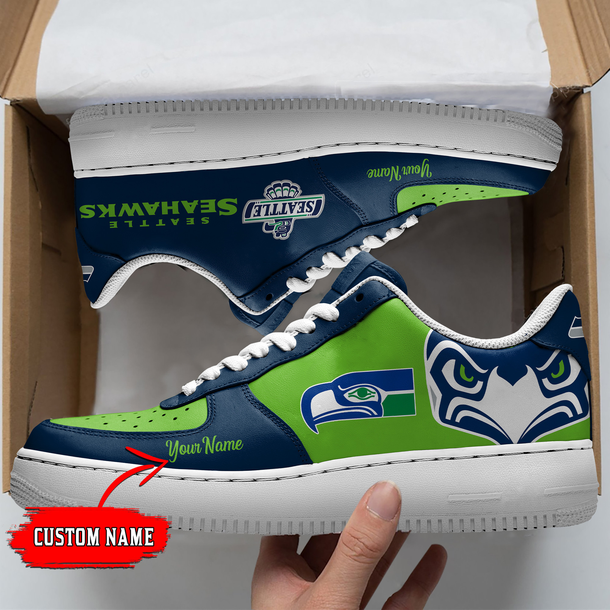 JWFancy Seattle Seahawks NFL Air Low-Top Sneakers Shoes For Men And Women