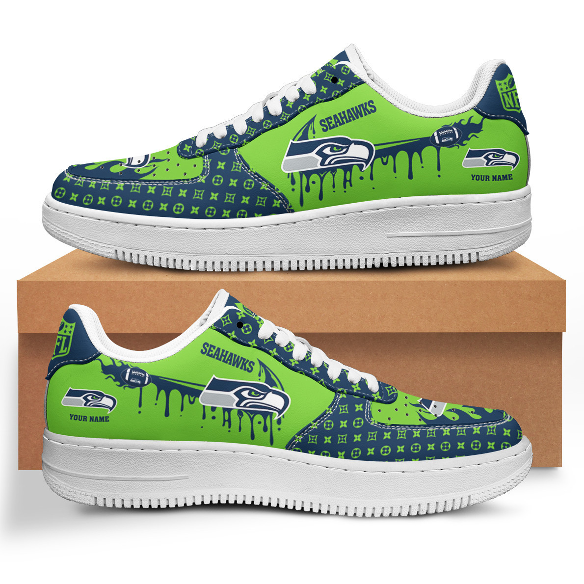 JWFancy Seattle Seahawks NFL Air Low-Top Sneakers Shoes For Men And Women