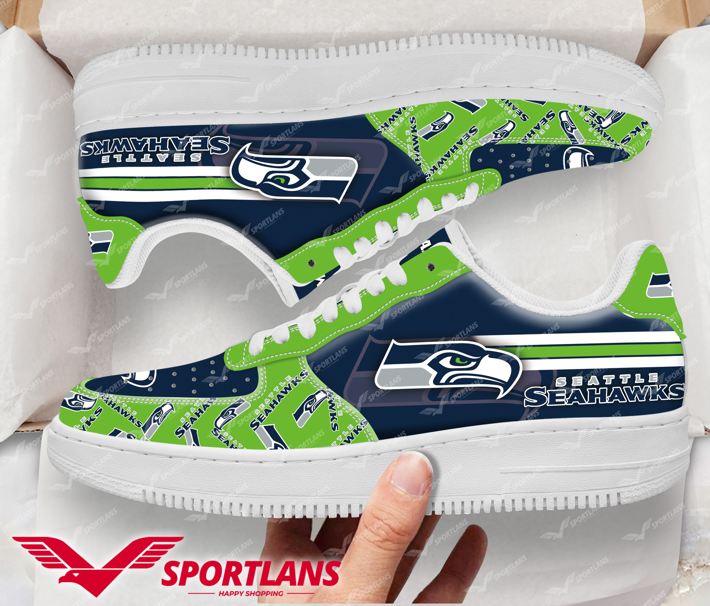 JWFancy Seattle Seahawks NFL Air Low-Top Sneakers Shoes For Men And Women