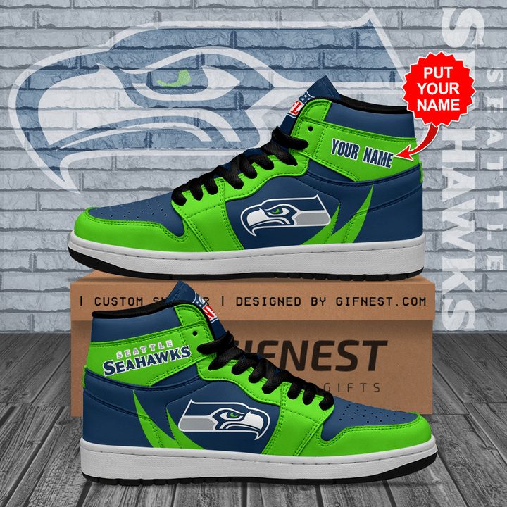 JWFancy Seattle Seahawks NFL AJ1 High Sneakers Shoes For Men And Women
