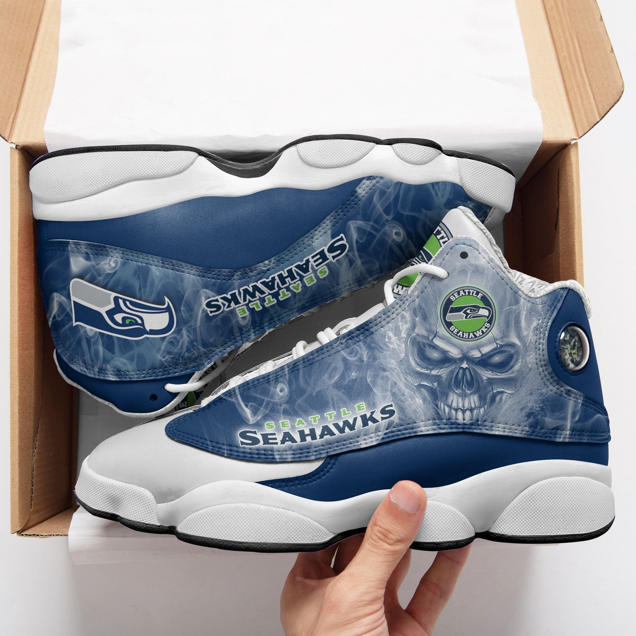 JWFancy Seattle Seahawks NFL AJ13 Sneakers Shoes For Men And Women