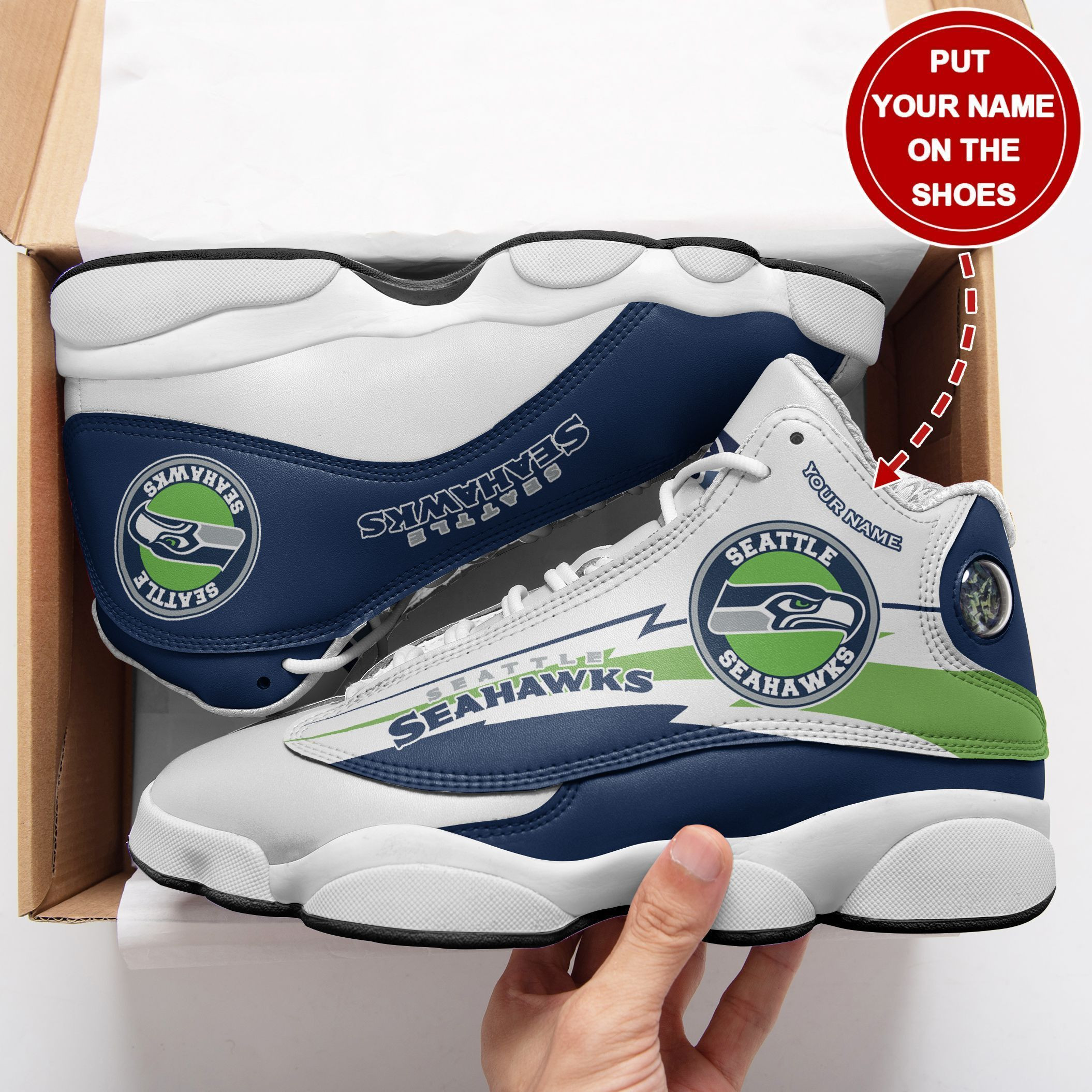 JWFancy Seattle Seahawks NFL AJ13 Sneakers Shoes For Men And Women