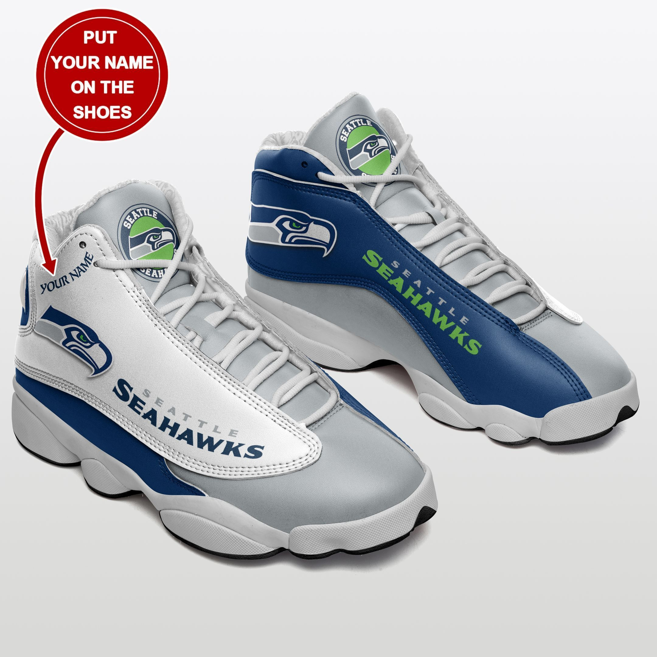 JWFancy Seattle Seahawks NFL AJ13 Sneakers Shoes For Men And Women