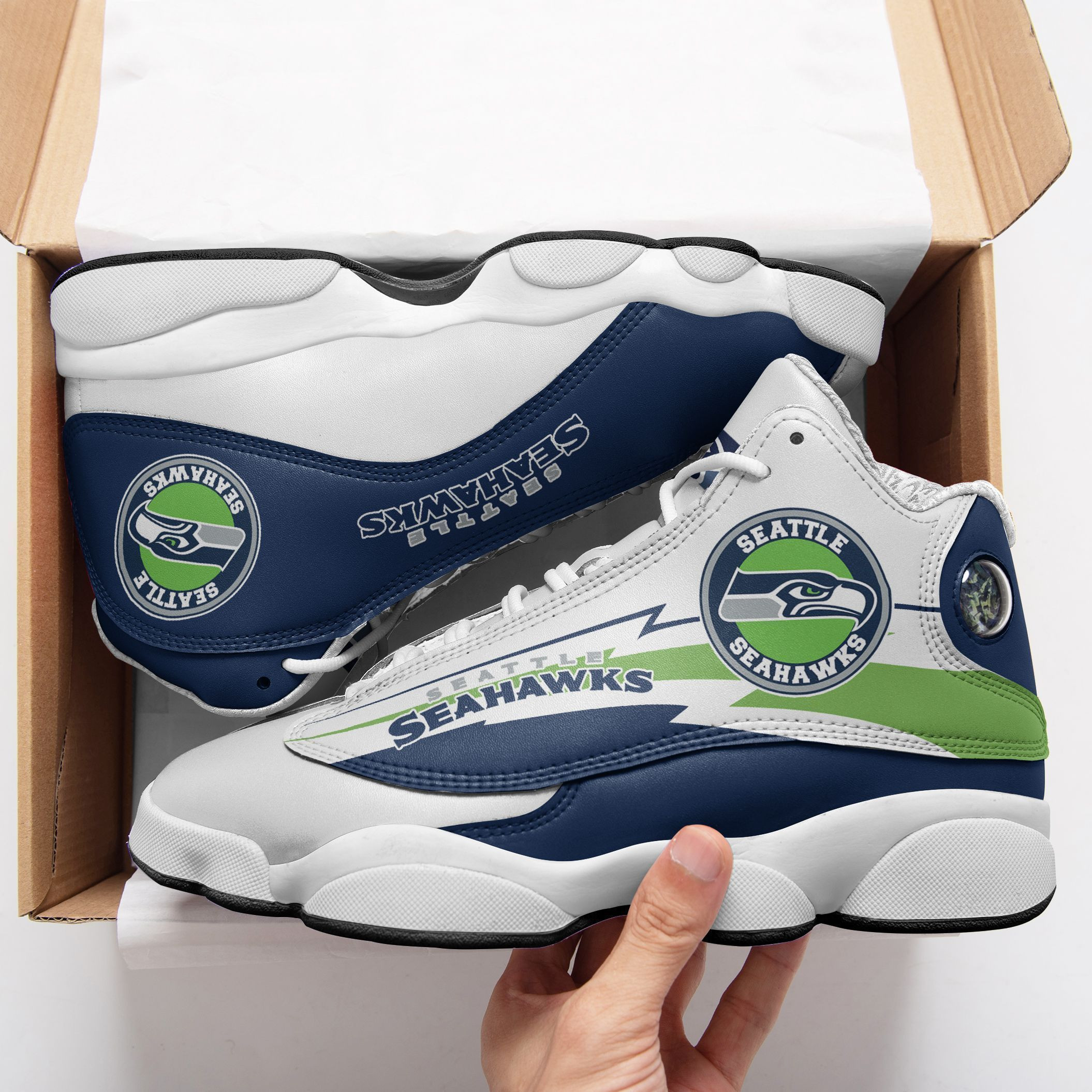 JWFancy Seattle Seahawks NFL AJ13 Sneakers Shoes For Men And Women