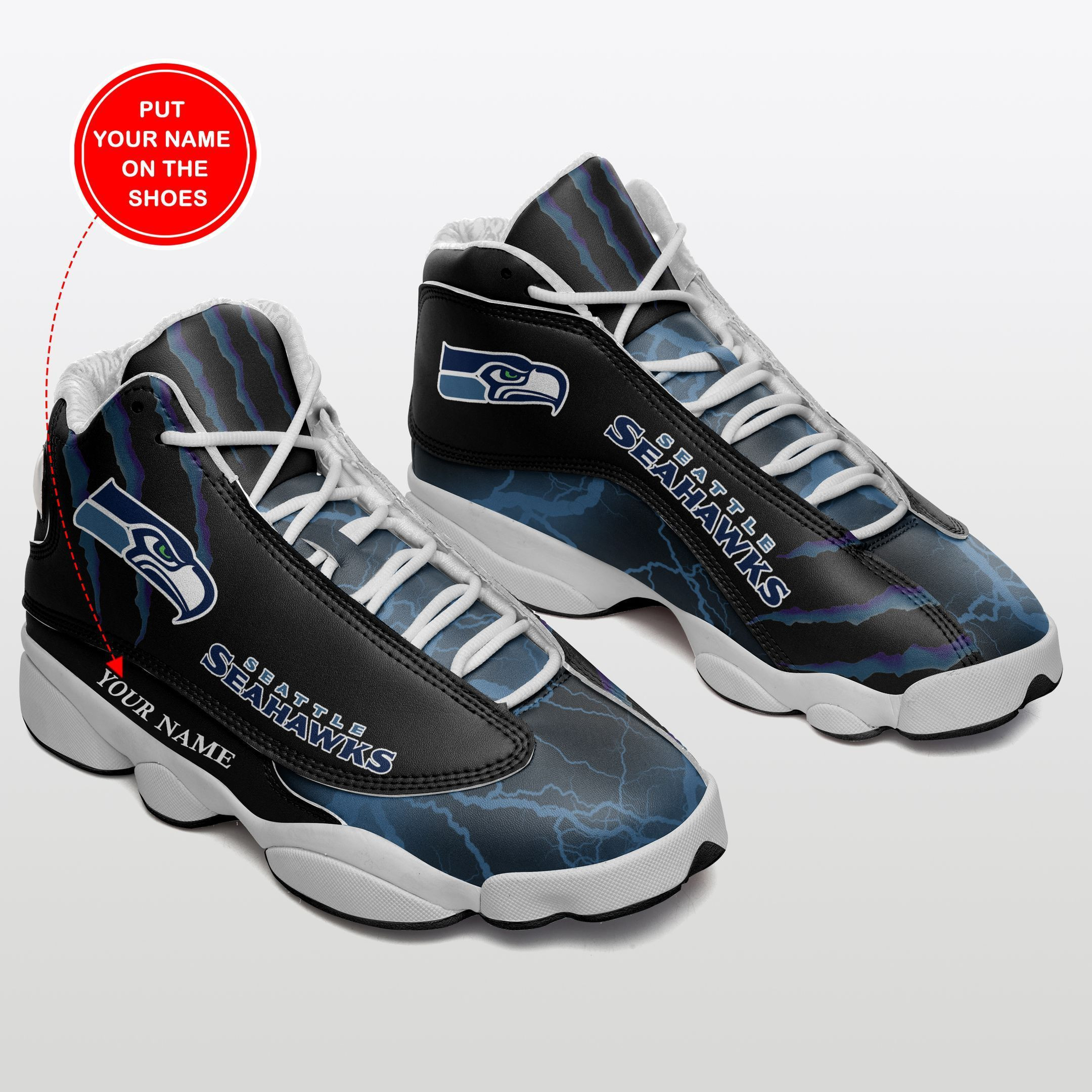JWFancy Seattle Seahawks NFL AJ13 Sneakers Shoes For Men And Women