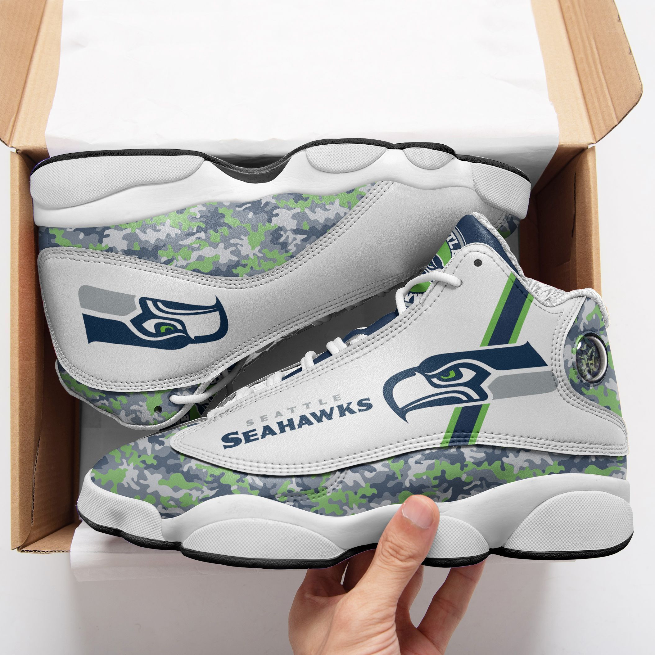 JWFancy Seattle Seahawks NFL AJ13 Sneakers Shoes For Men And Women
