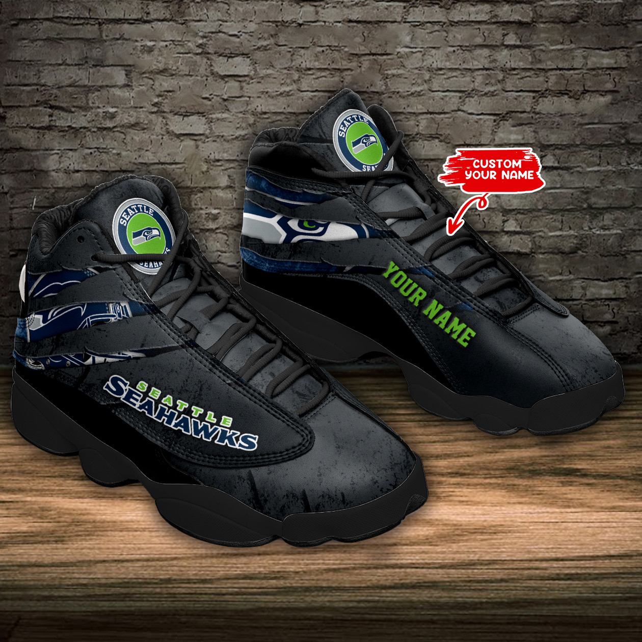 JWFancy Seattle Seahawks NFL AJ13 Sneakers Shoes For Men And Women