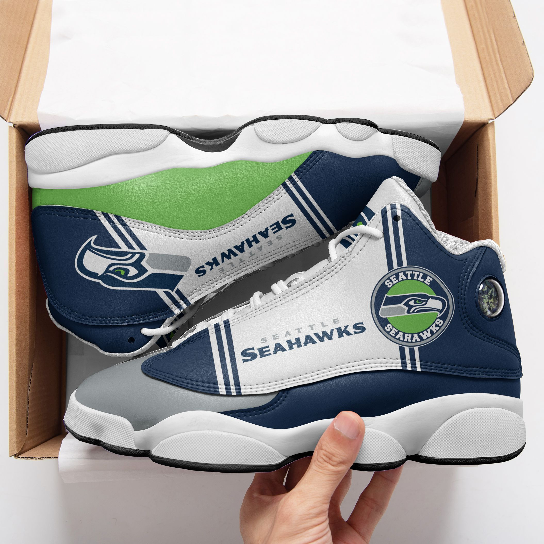 JWFancy Seattle Seahawks NFL AJ13 Sneakers Shoes For Men And Women