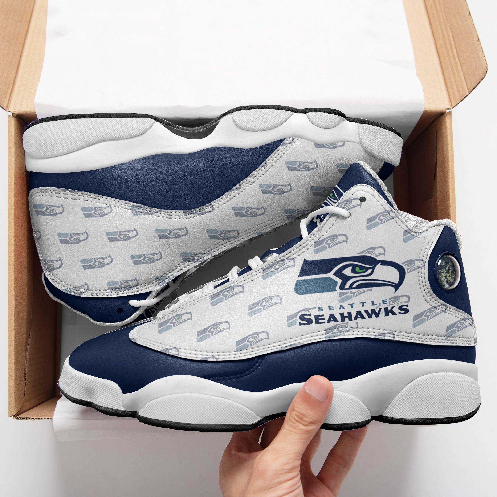 JWFancy Seattle Seahawks NFL AJ13 Sneakers Shoes For Men And Women