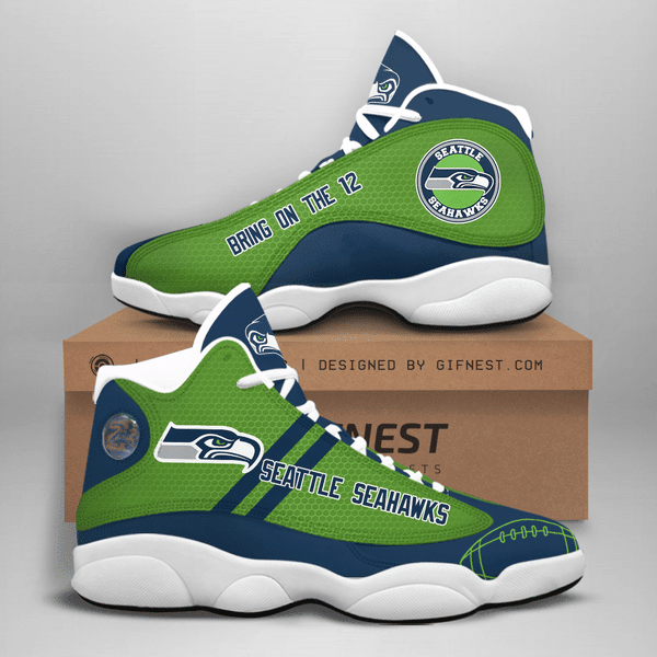 JWFancy Seattle Seahawks NFL AJ13 Sneakers Shoes For Men And Women