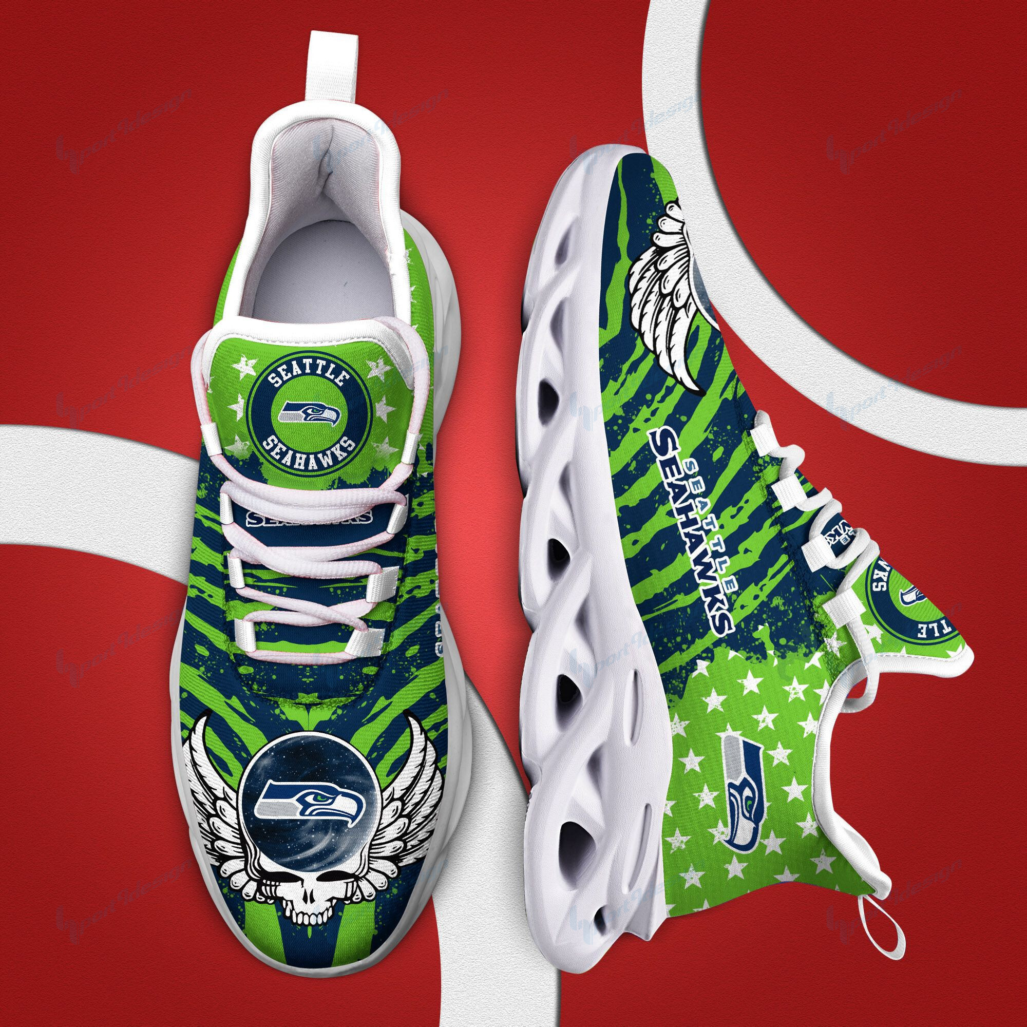 JWFancy Seattle Seahawks NFL Max Soul Shoes Sneakers For Men And Women