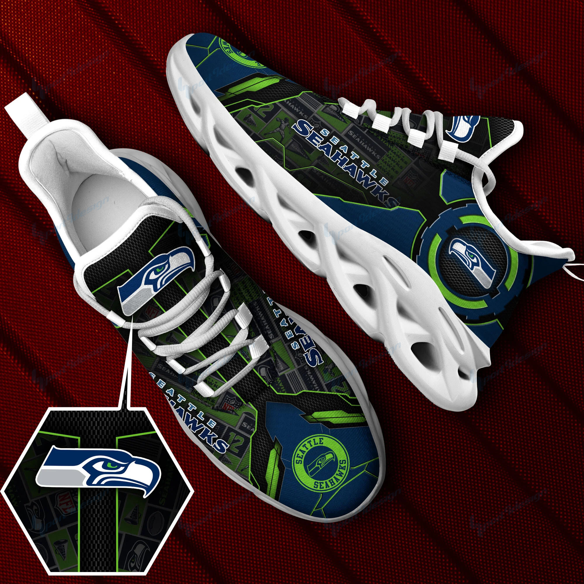 JWFancy Seattle Seahawks NFL Max Soul Shoes Sneakers For Men And Women