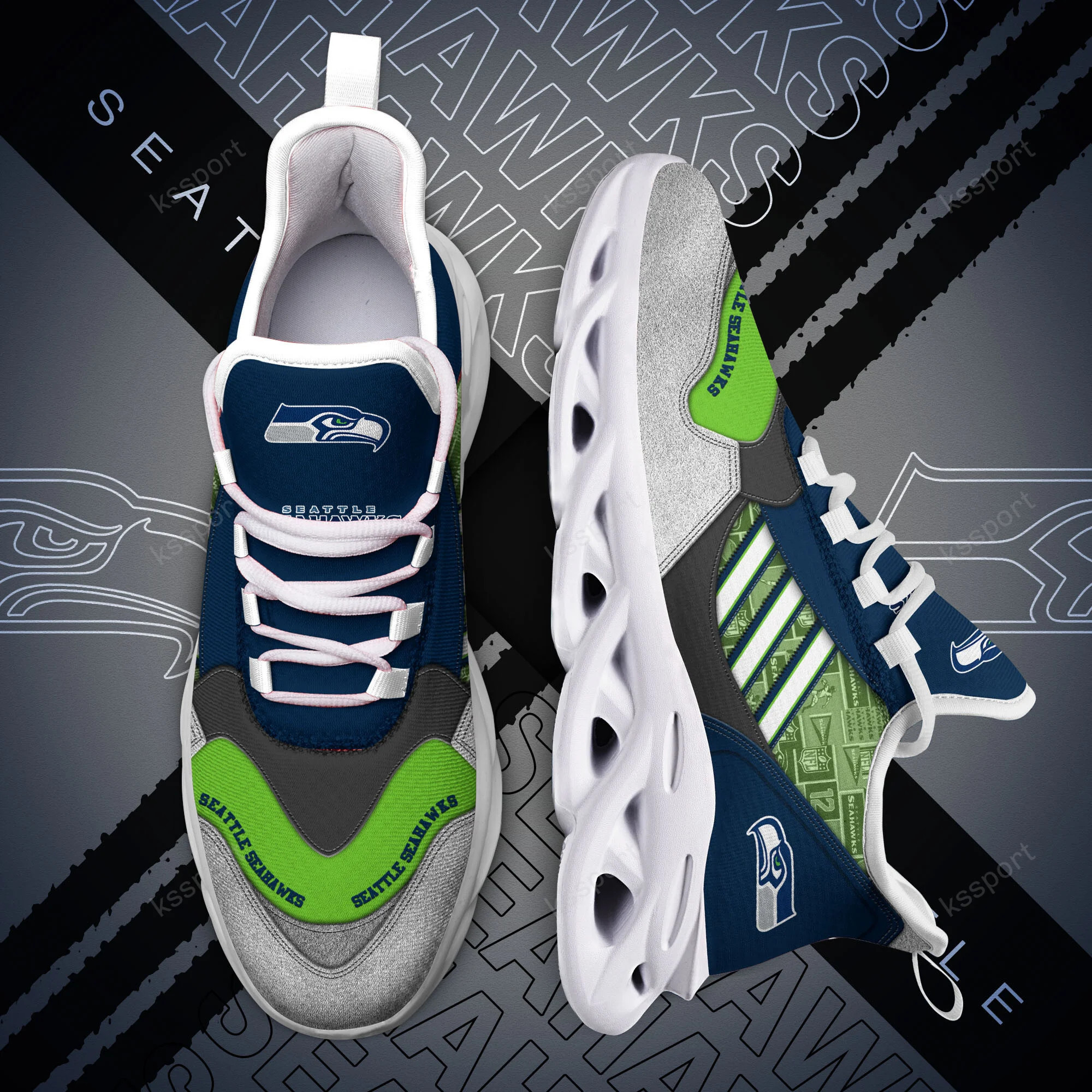 JWFancy Seattle Seahawks NFL Max Soul Shoes Sneakers For Men And Women