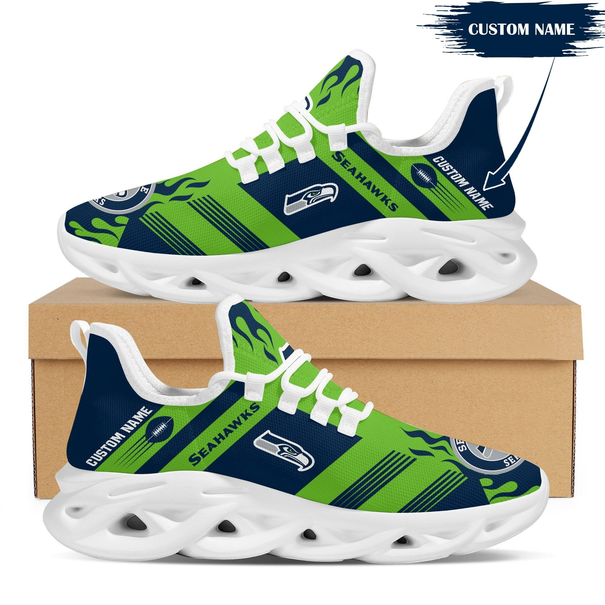 JWFancy Seattle Seahawks NFL Max Soul Shoes Sneakers For Men And Women