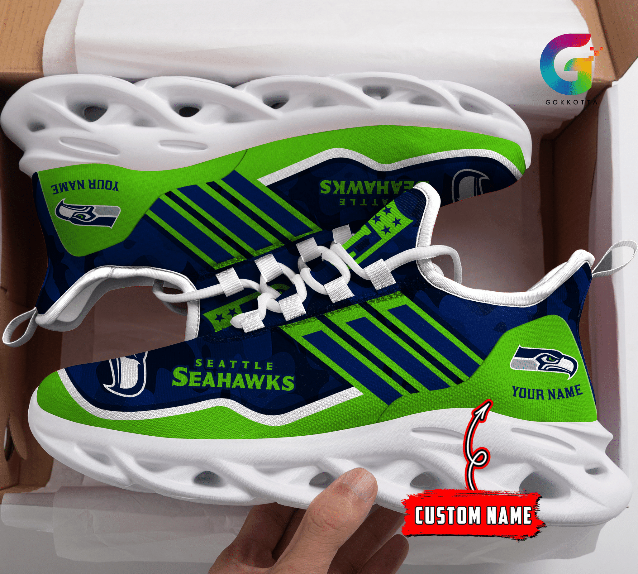 JWFancy Seattle Seahawks NFL Max Soul Shoes Sneakers For Men And Women