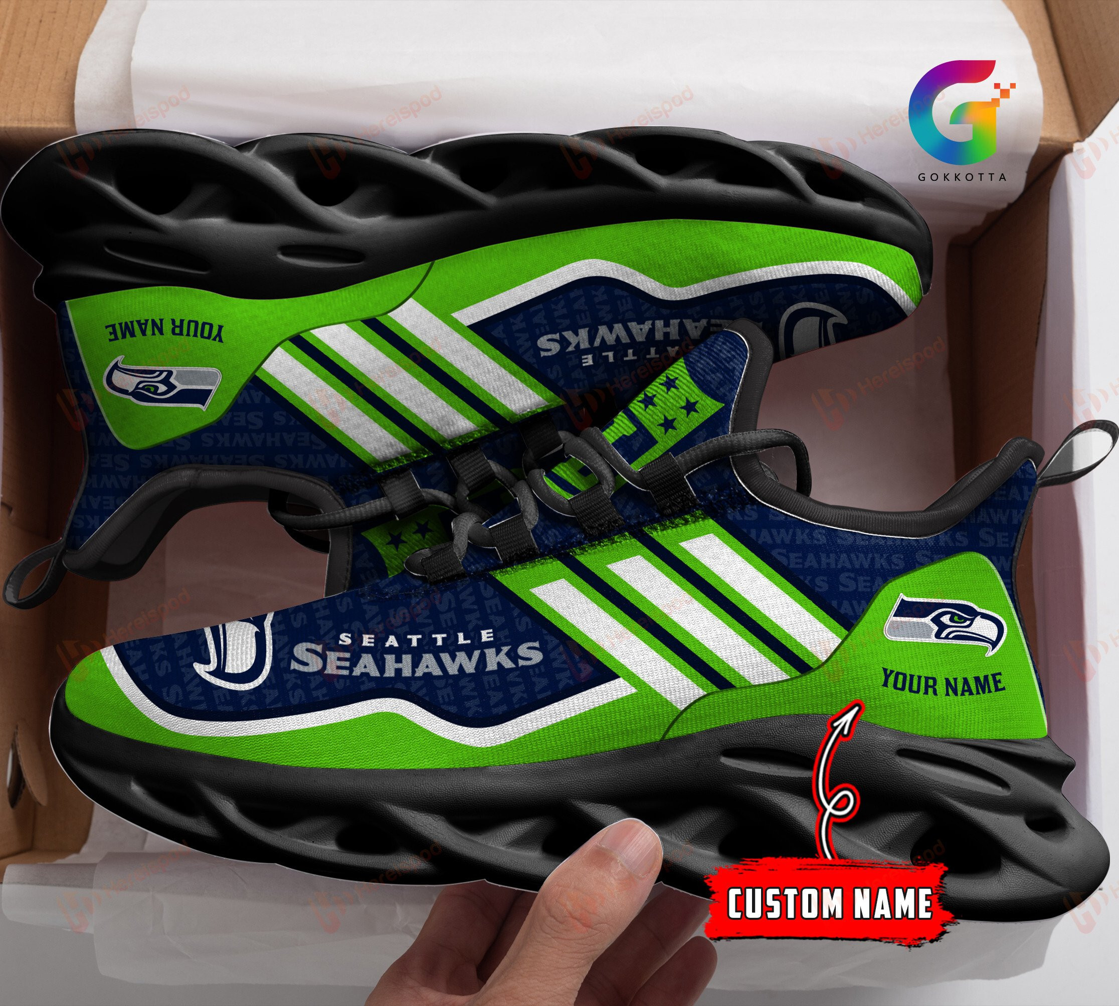 JWFancy Seattle Seahawks NFL Max Soul Shoes Sneakers For Men And Women