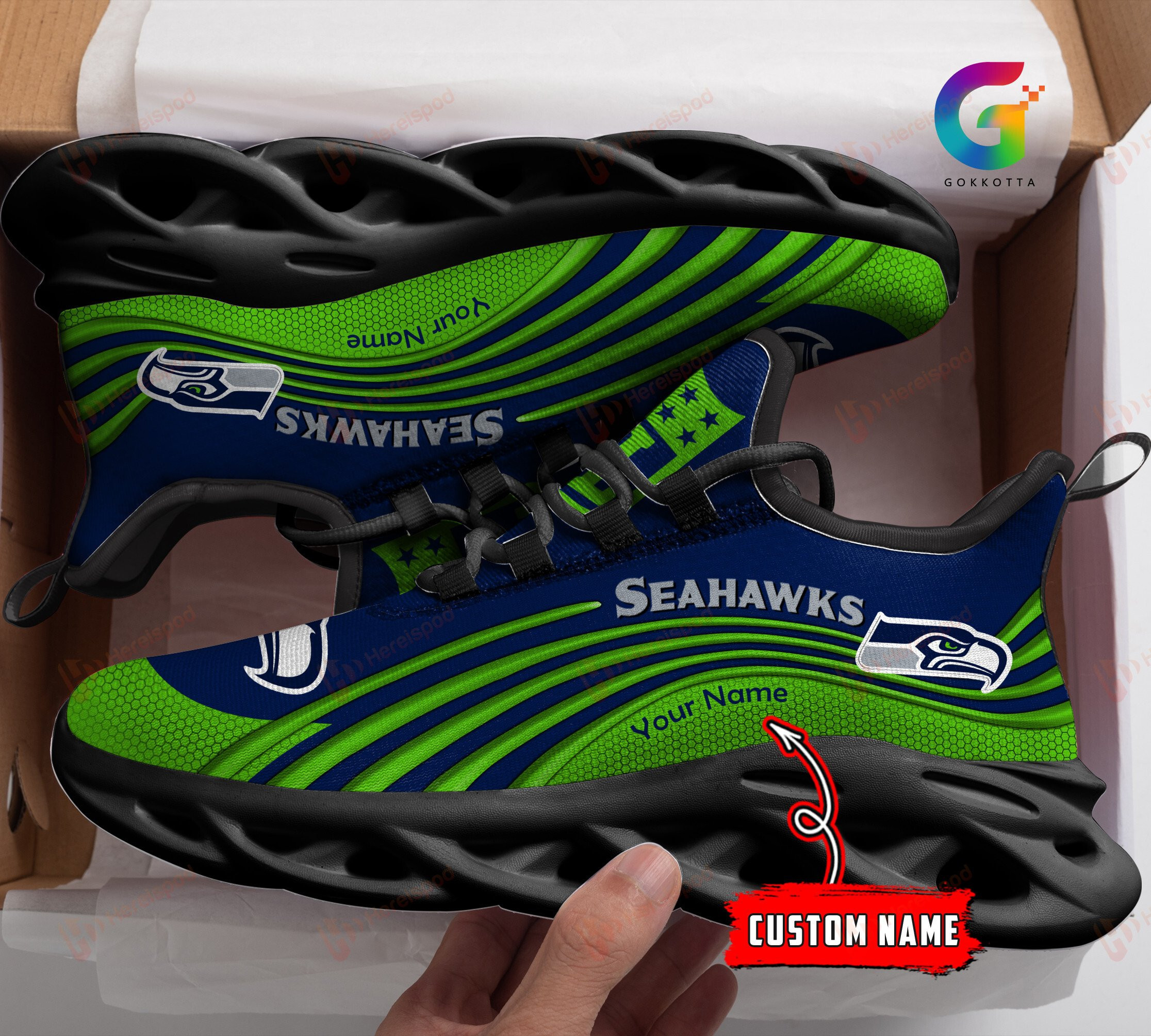 JWFancy Seattle Seahawks NFL Max Soul Shoes Sneakers For Men And Women