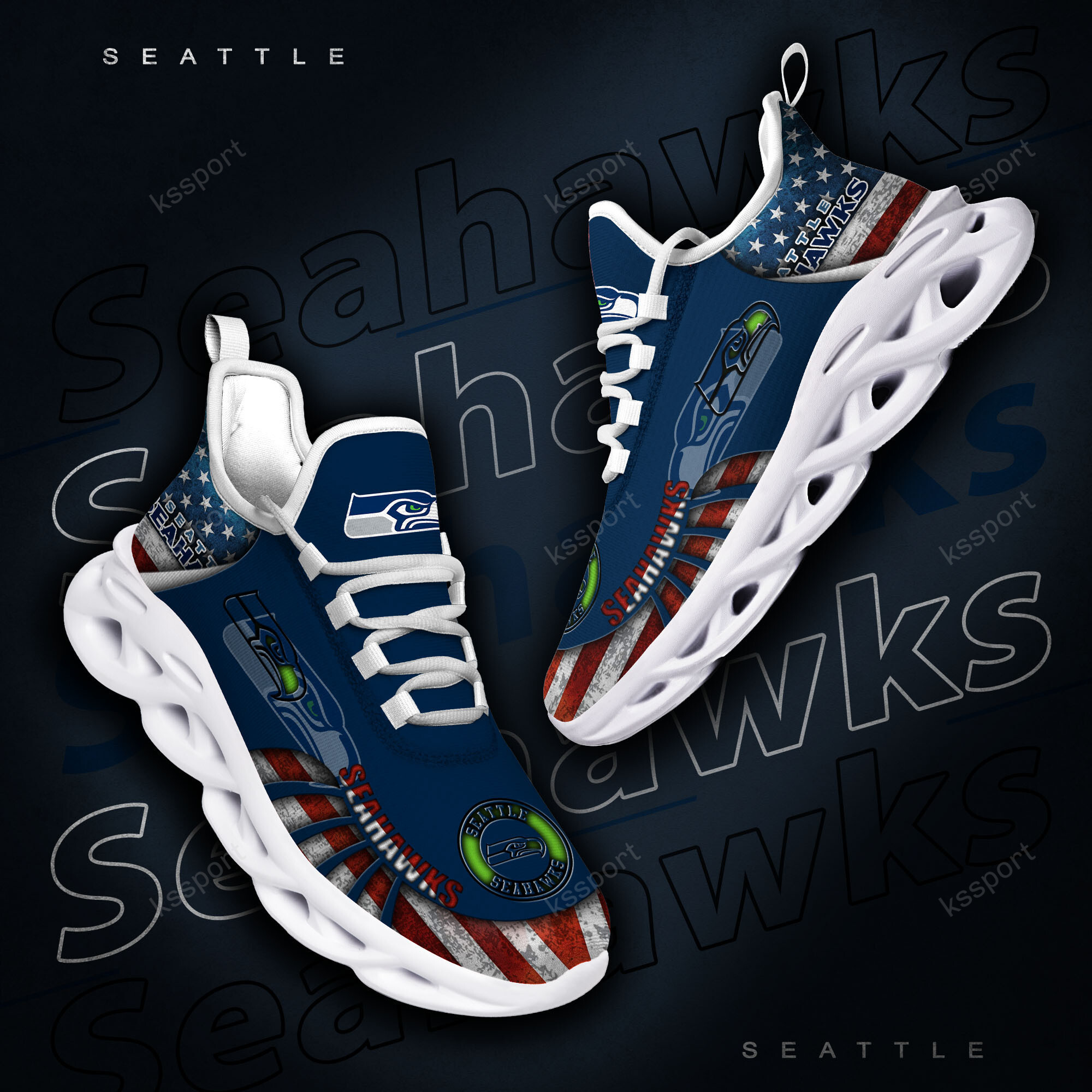 JWFancy Seattle Seahawks NFL Max Soul Shoes Sneakers For Men And Women