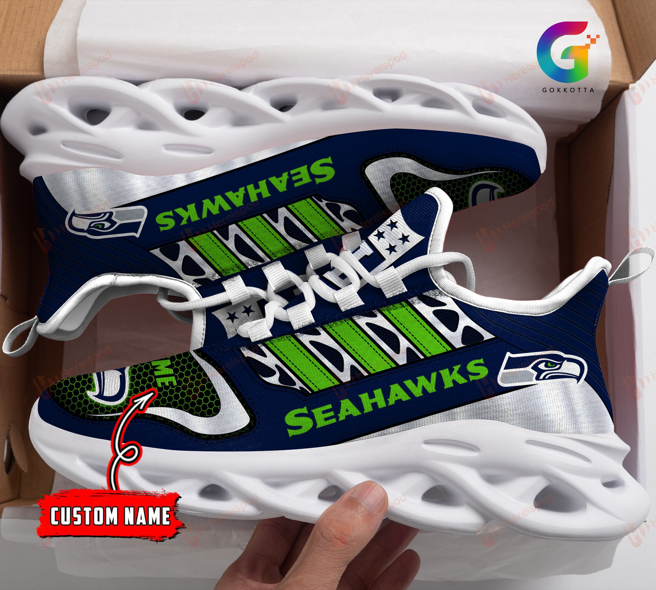 JWFancy Seattle Seahawks NFL Max Soul Shoes Sneakers For Men And Women