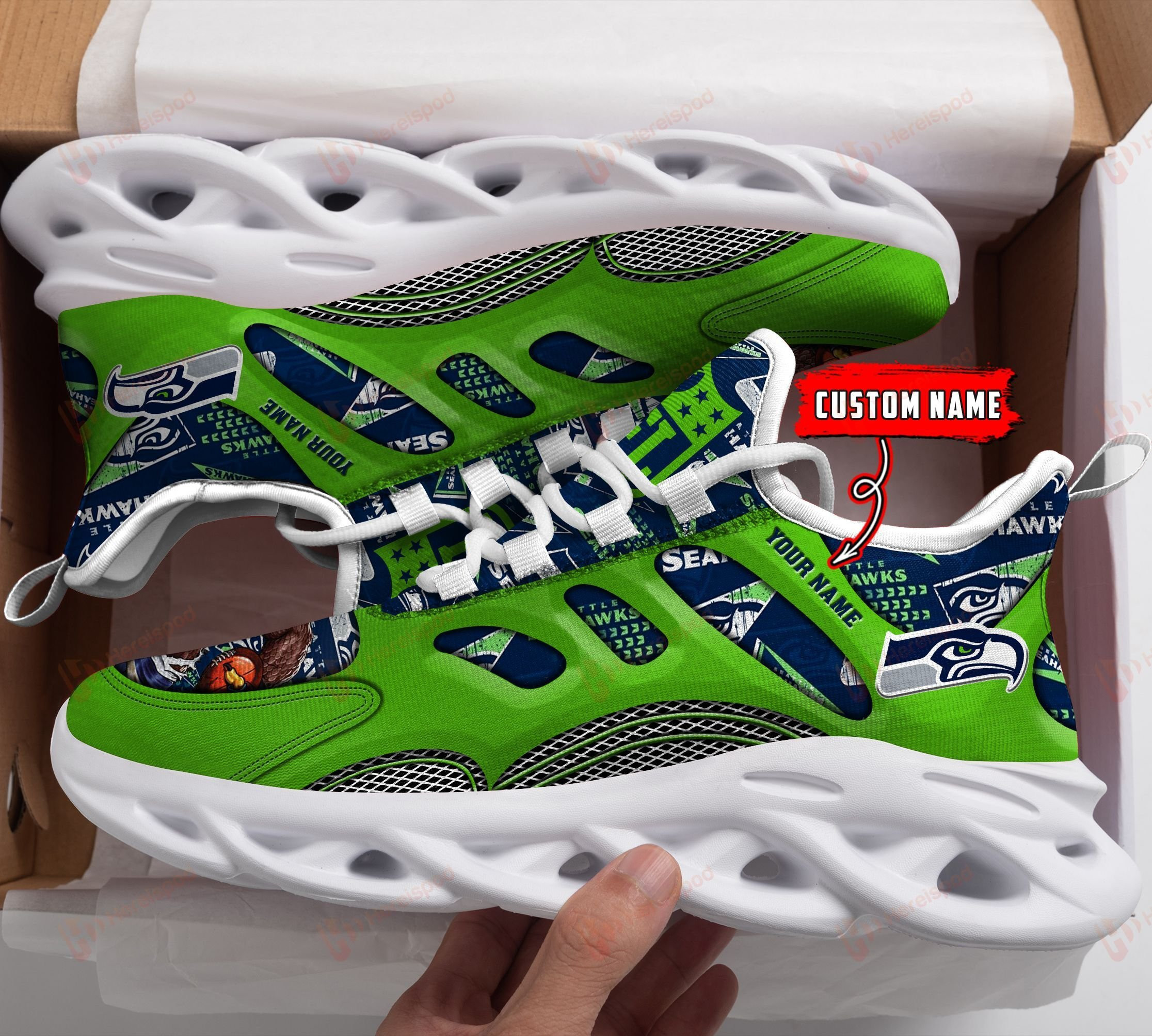 JWFancy Seattle Seahawks NFL Max Soul Shoes Sneakers For Men And Women