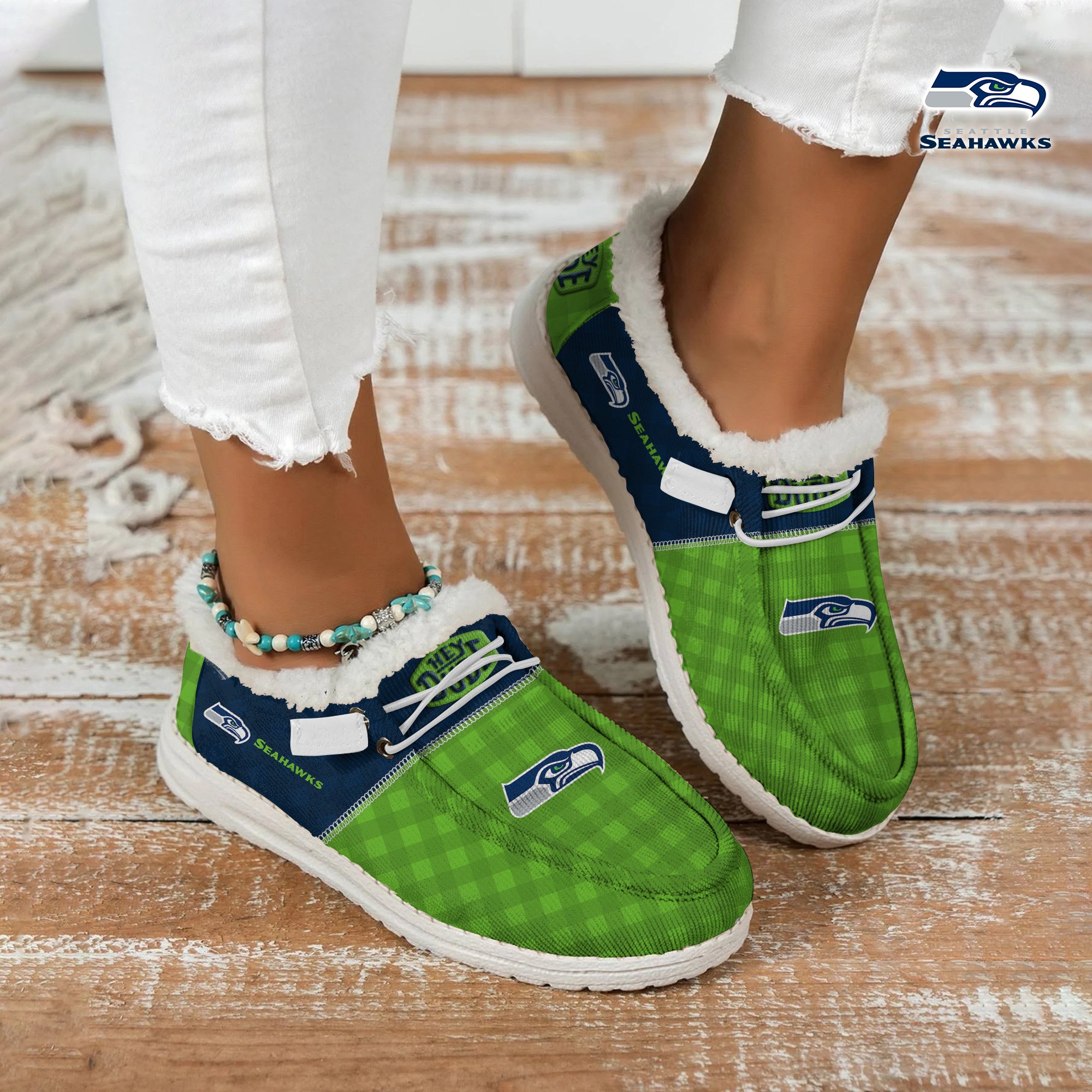 JWFancy Seattle Seahawks Personalized Hey Dude With Warm Fur Lining Shoes For Men And Women