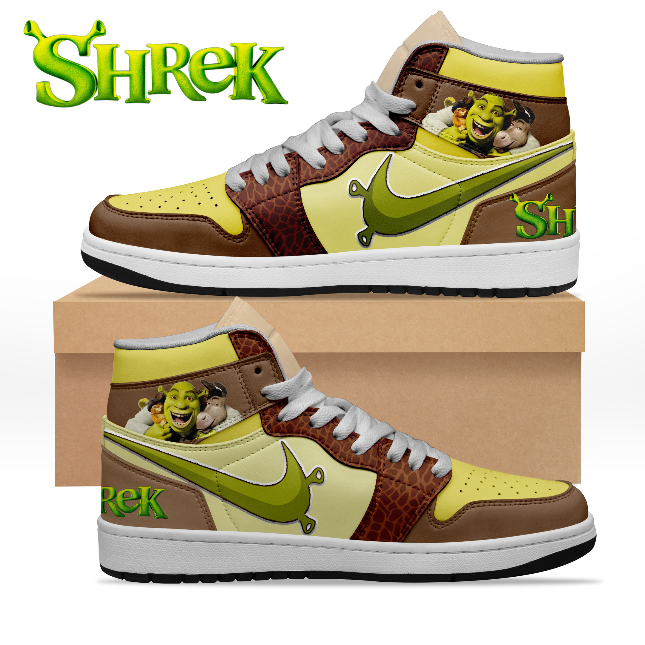 JWFancy Shrek AJ1 High Sneakers Shoes For Men And Women
