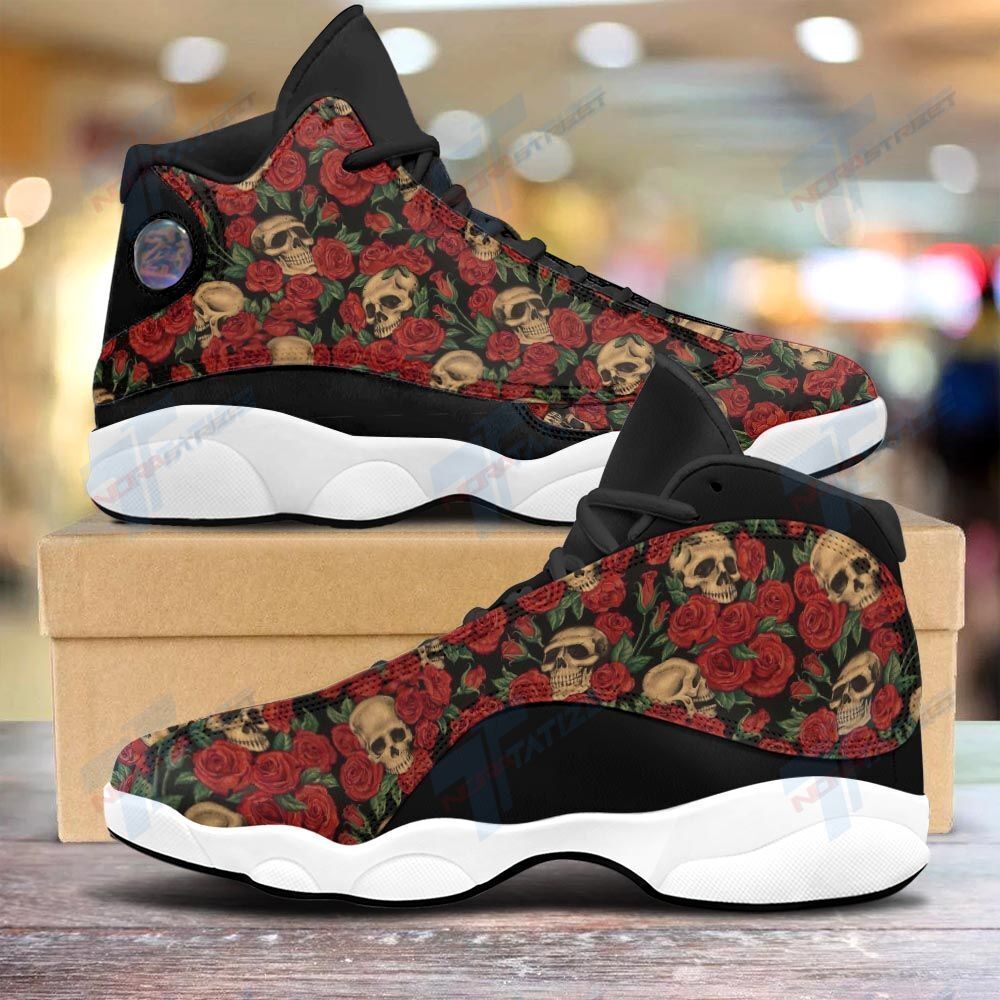 JWFancy Skull Flower Rose AJ13 Sneakers Shoes For Men And Women
