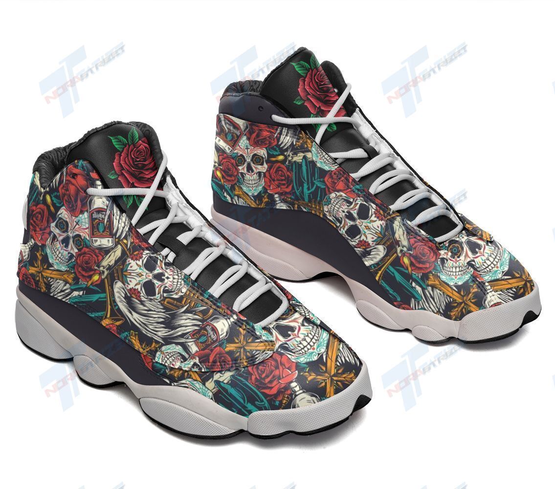 JWFancy Skull Tattoo Pattern AJ13 Sneakers Shoes For Men And Women