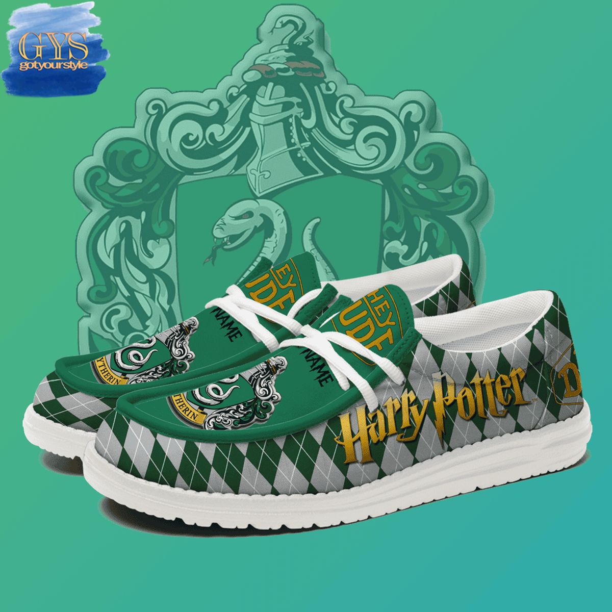 JWFancy Slytherin Harry Potter Hey Dude Shoes Wally Men's Lace Up Loafers Comfortable For Men And Women