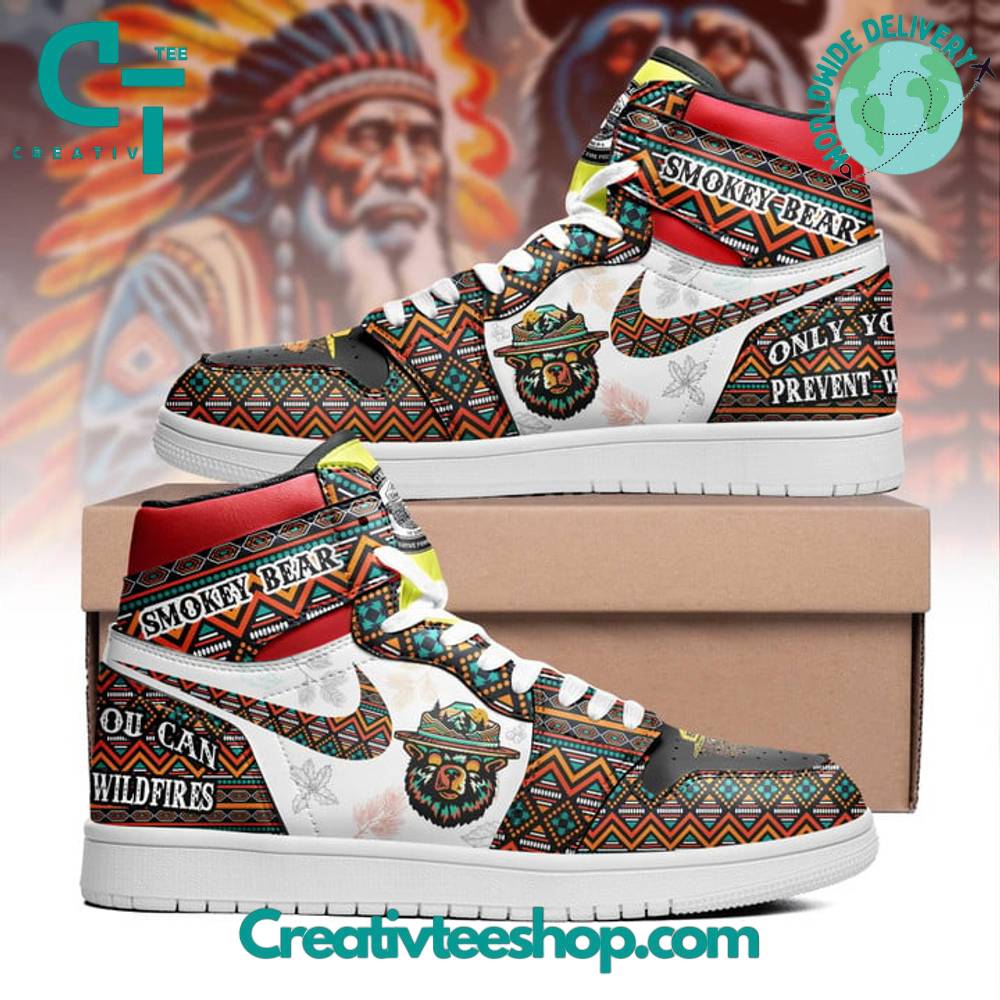 JWFancy Smokey Bear Only You Can Prevent Wildfires AJ1 High Sneakers Shoes For Men And Women