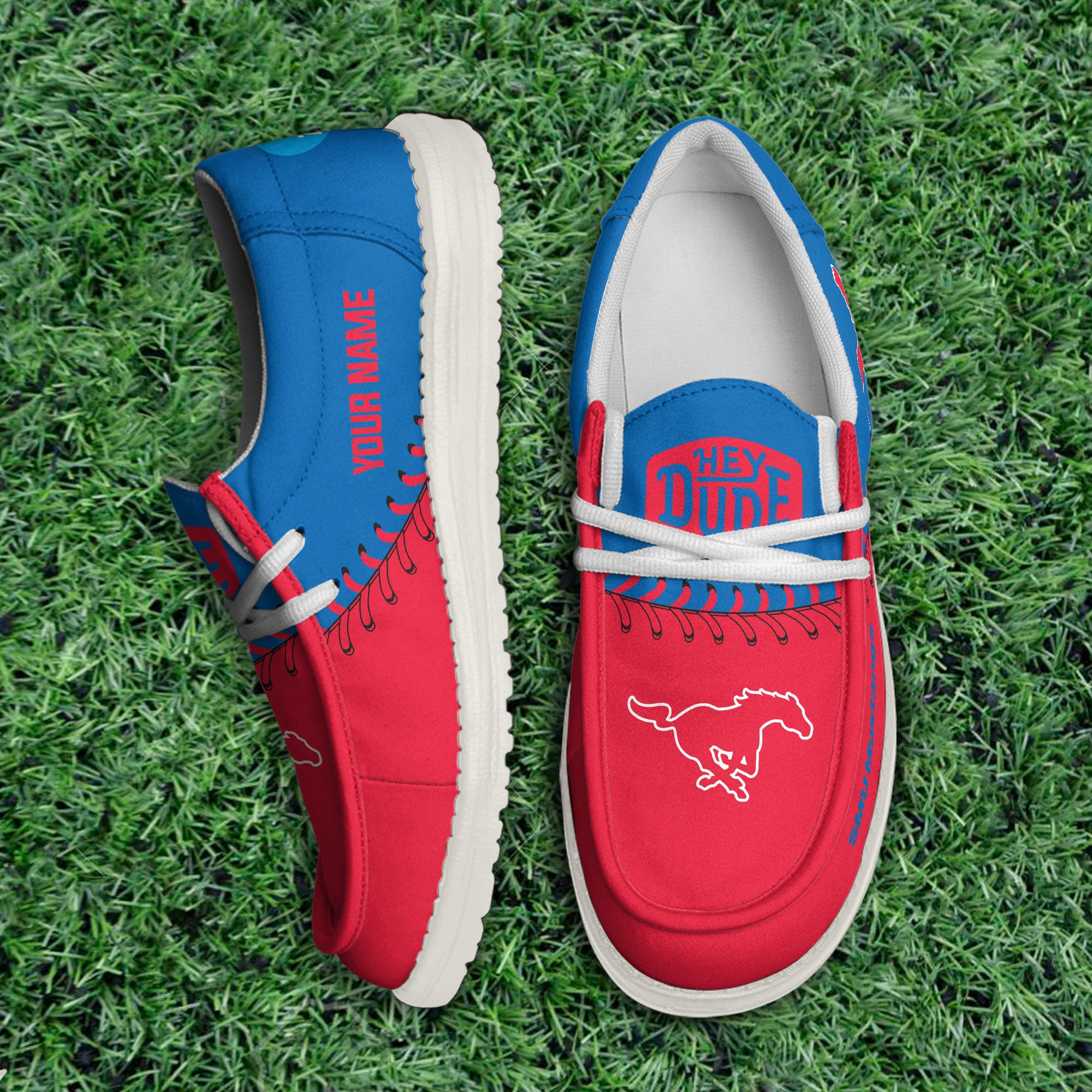 JWFancy SMU Mustangs Hey Dude Shoes Wally Men's Lace Up Loafers Comfortable For Men And Women