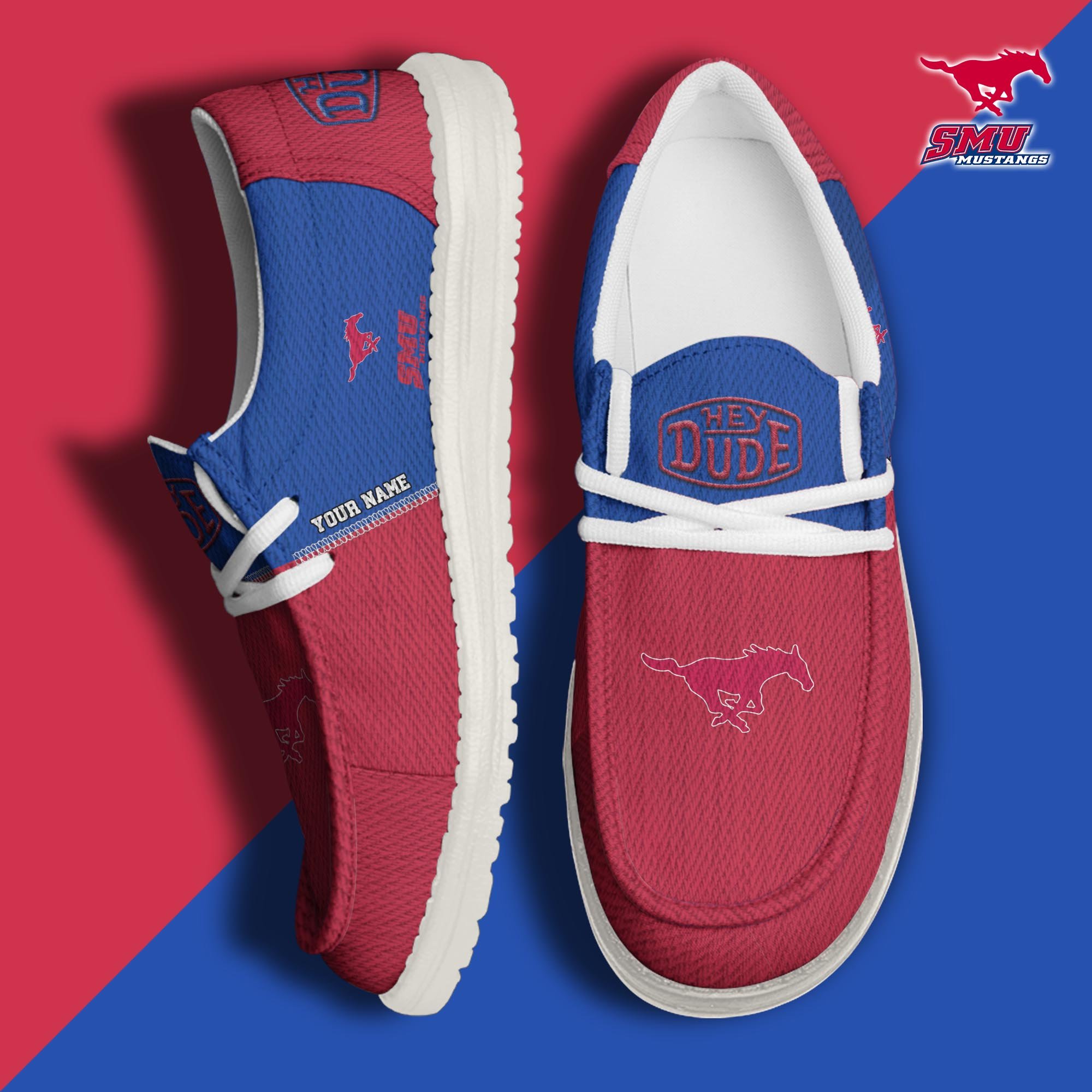 JWFancy SMU Mustangs Hey Dude Shoes Wally Men's Lace Up Loafers Comfortable For Men And Women