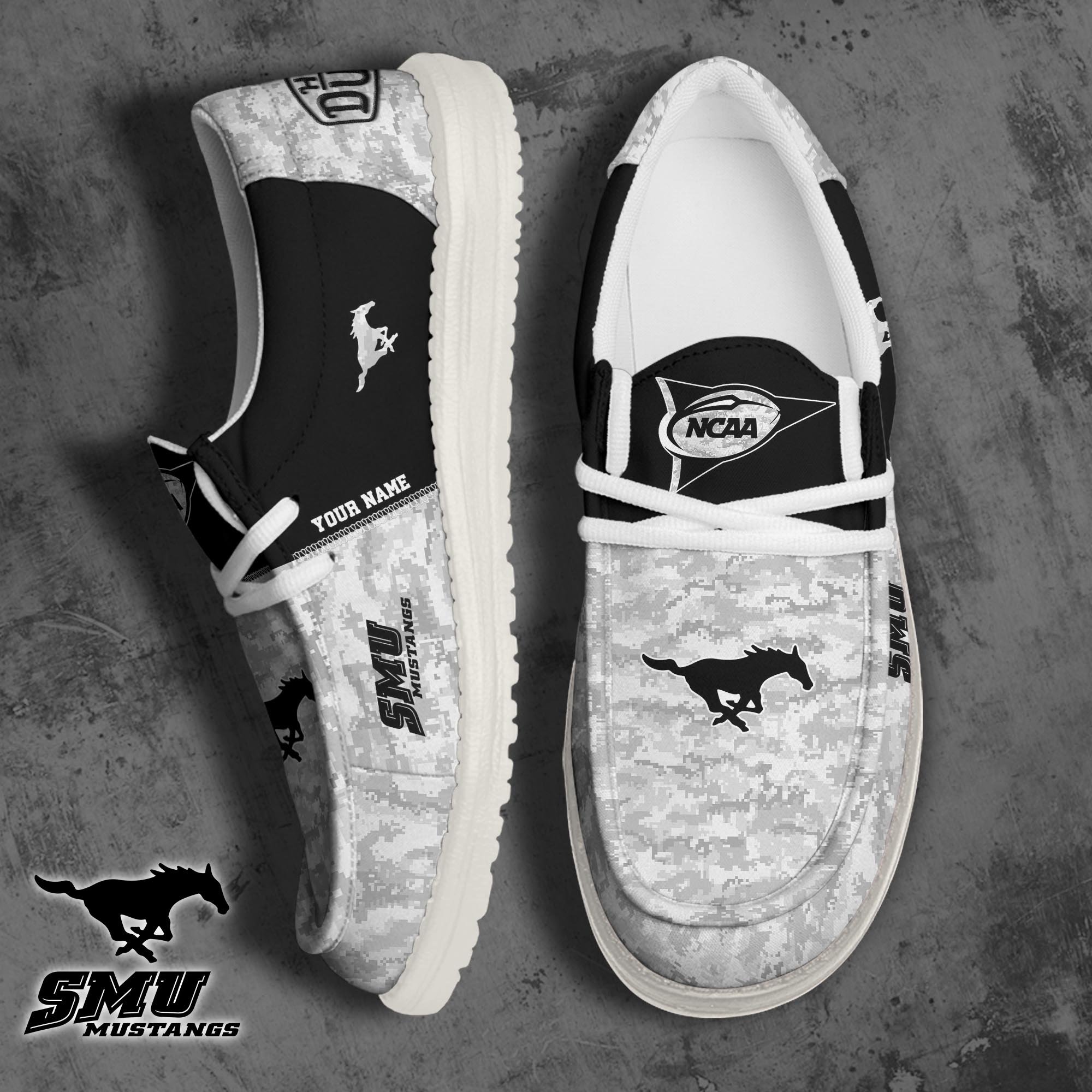 JWFancy SMU Mustangs Hey Dude Shoes Wally Men's Lace Up Loafers Comfortable For Men And Women